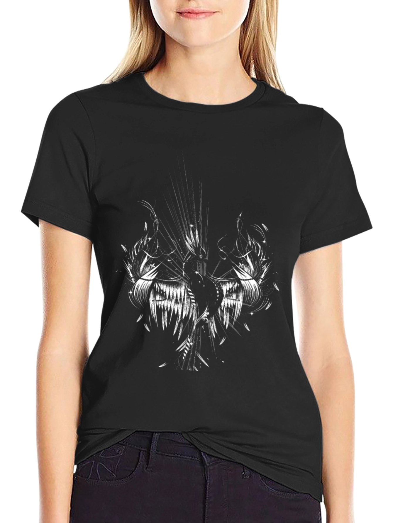 Mens Black T-Shirt with Graphic Design