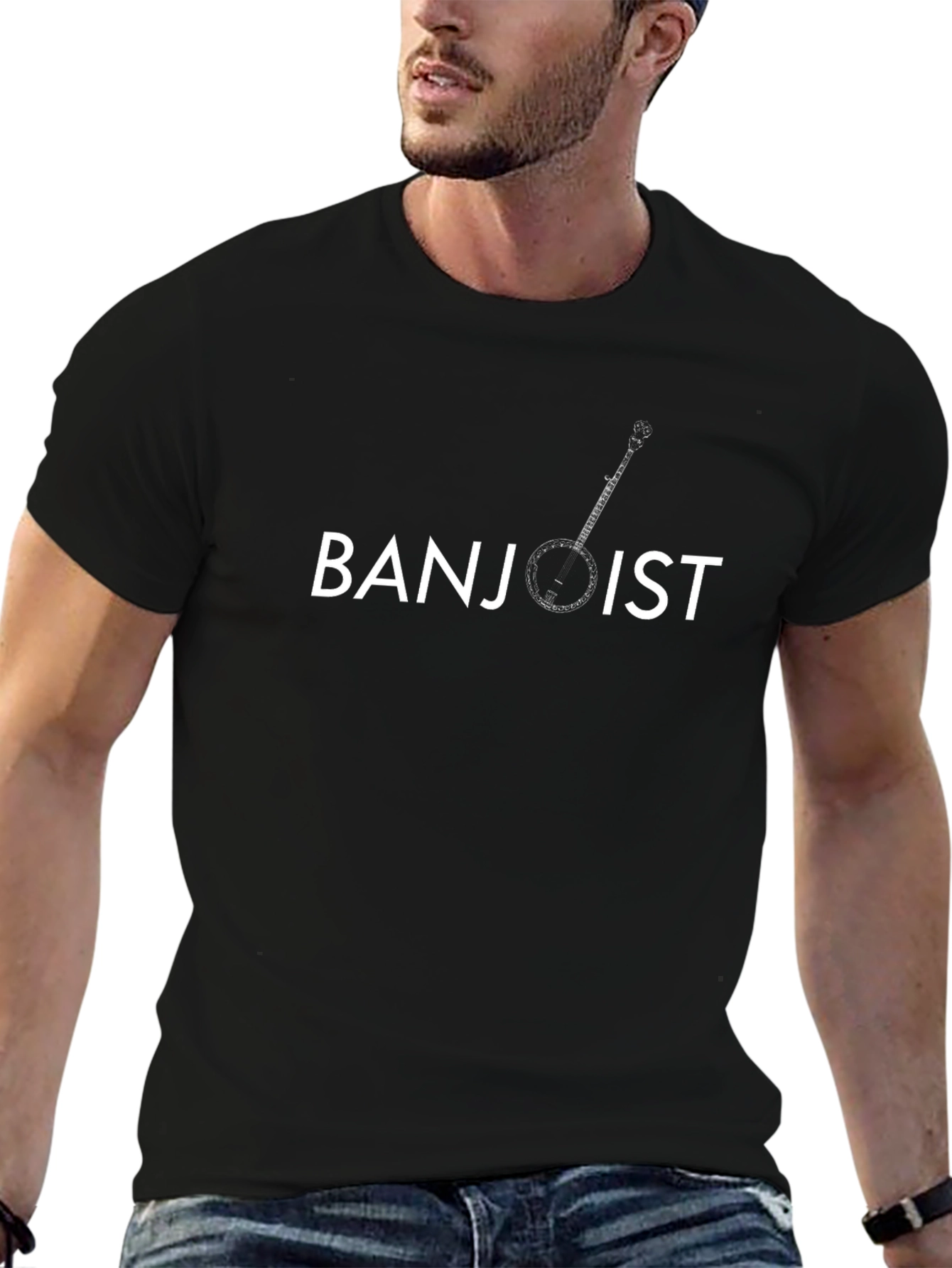 Banjoist Graphic Tee - Black Crew Neck T-Shirt