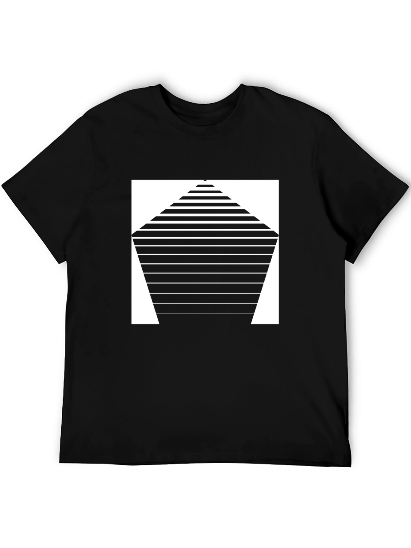 Modern Geometric Striped Black T-Shirt