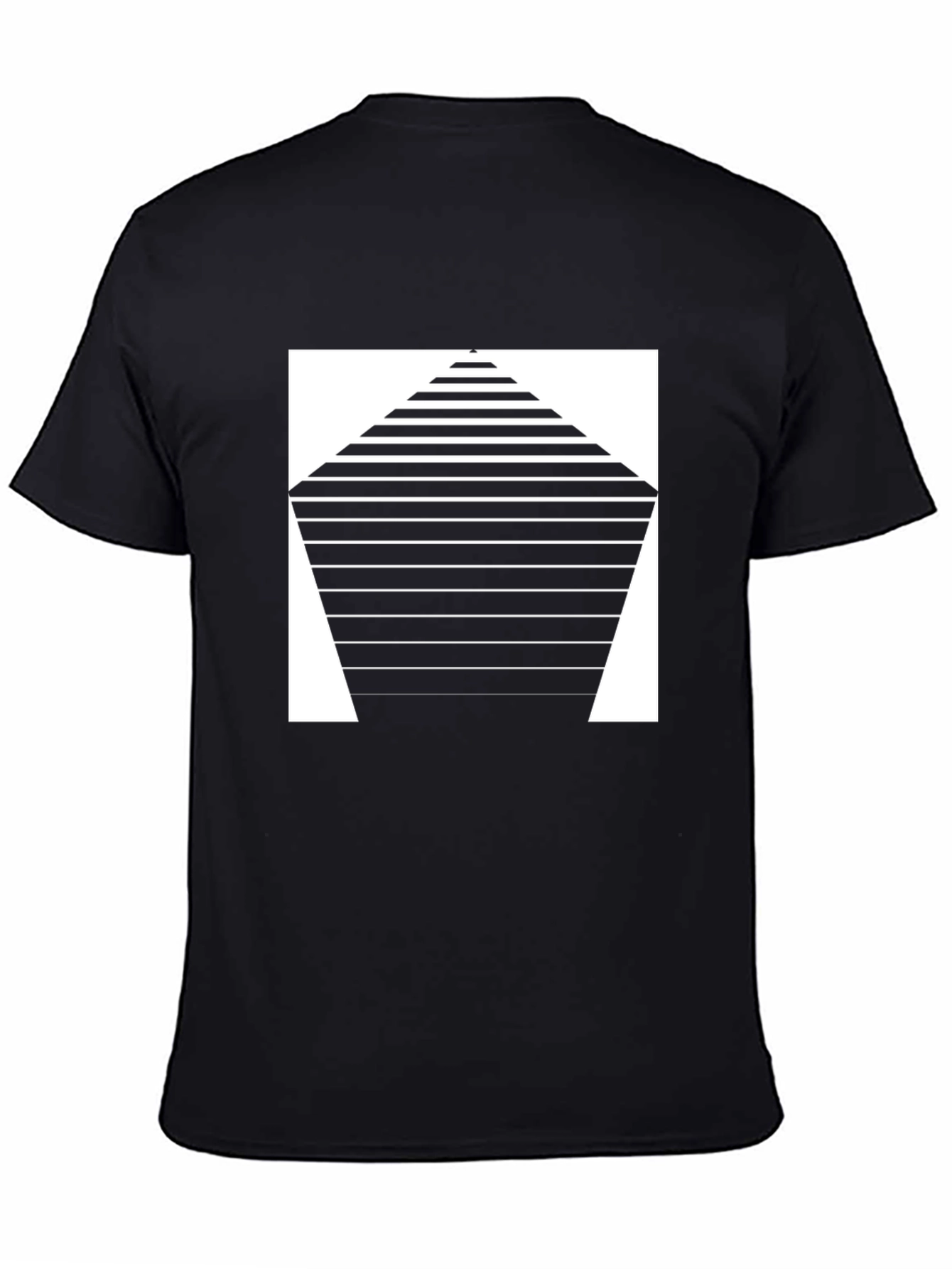 Modern Geometric Striped Black T-Shirt