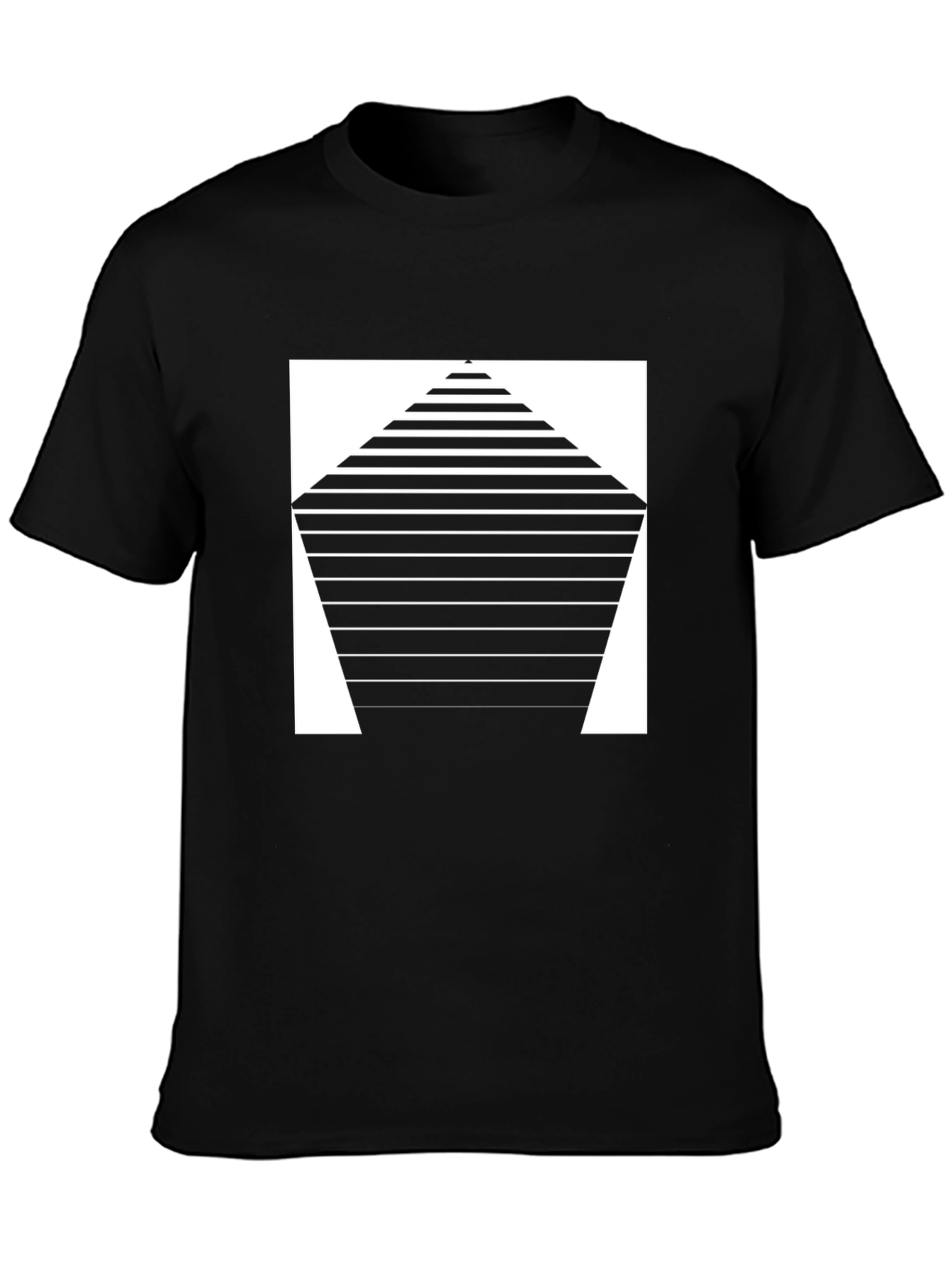 Modern Geometric Striped Black T-Shirt