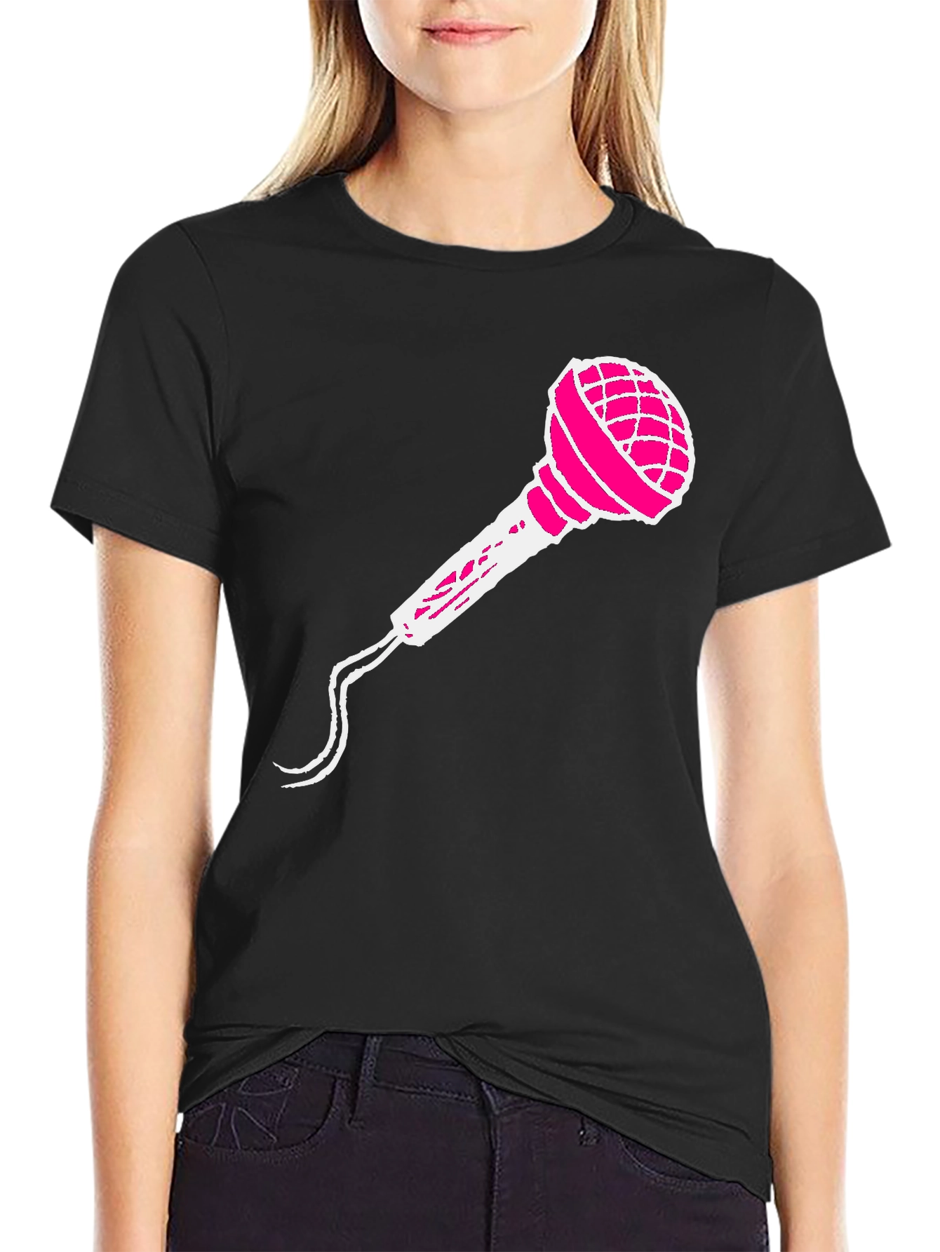 Microphone Graphic Tee - Black