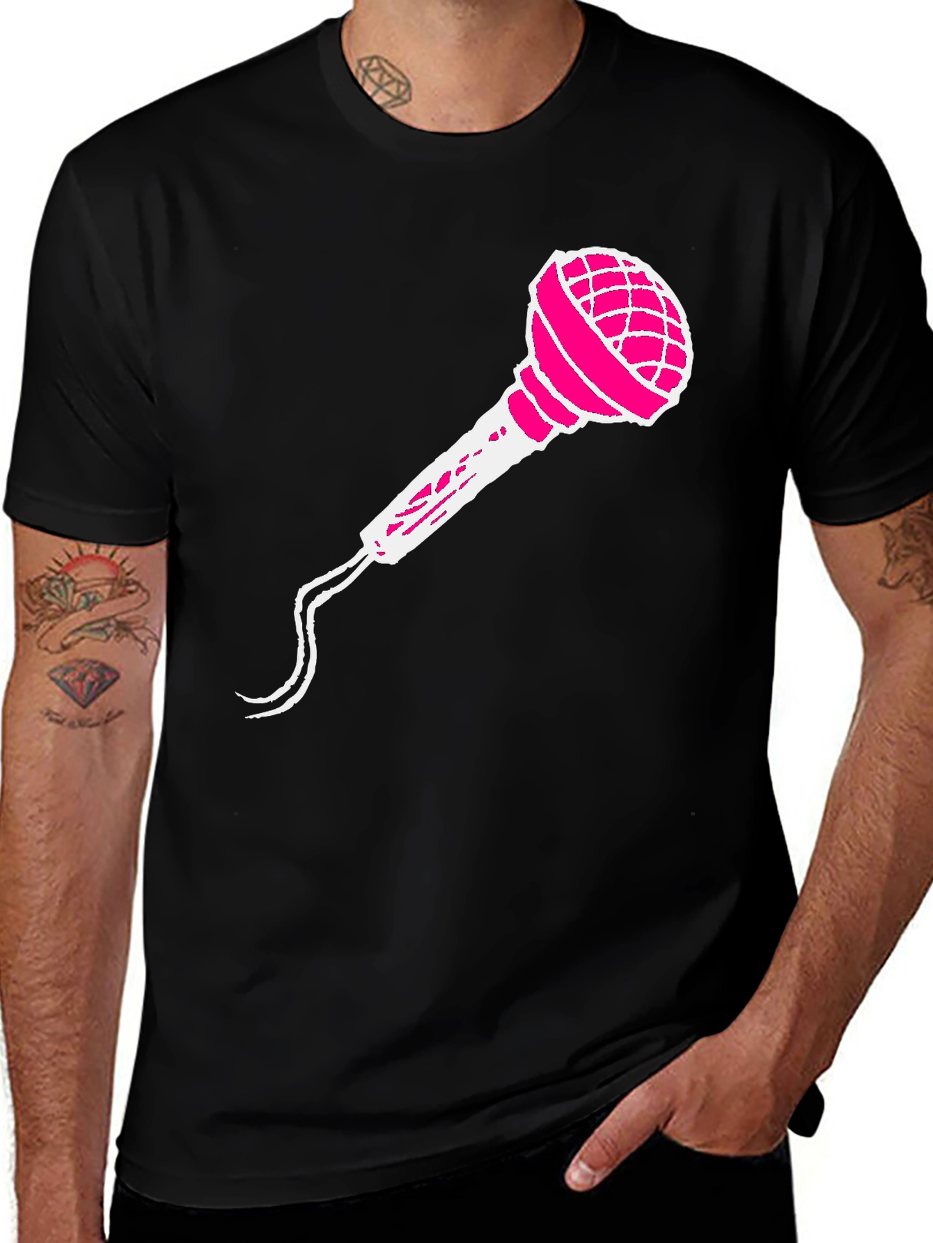 Microphone Graphic Tee - Black