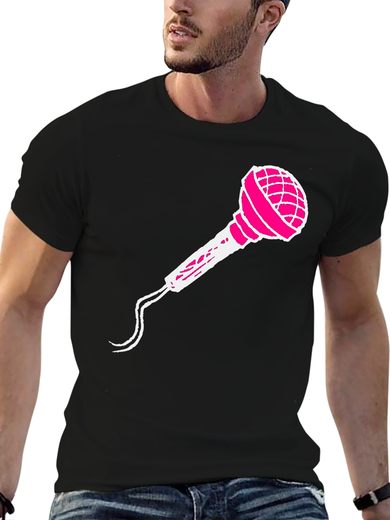 Microphone Graphic Tee - Black