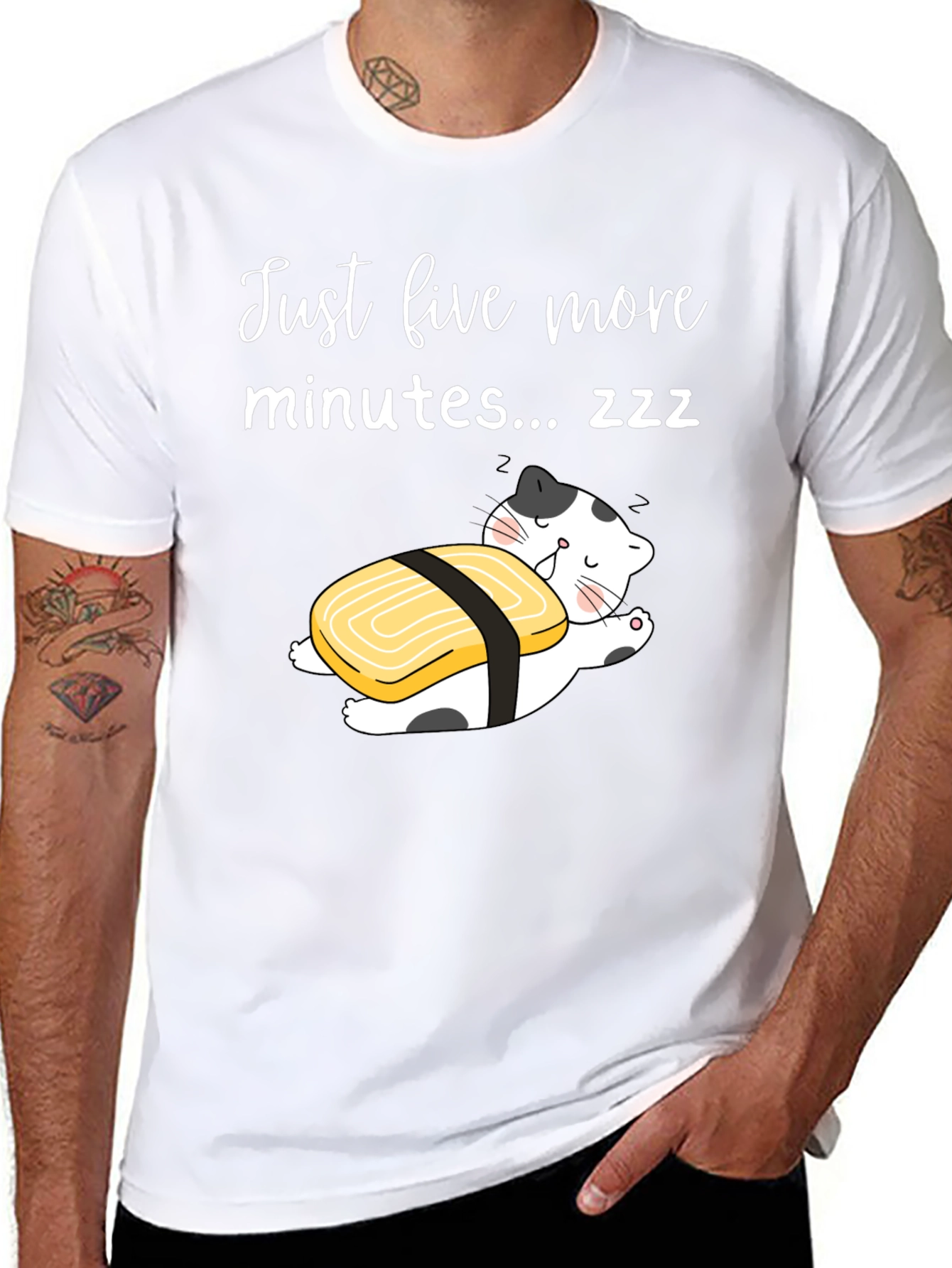 Just Five More Minutes T-Shirt Funny Sushi Cat