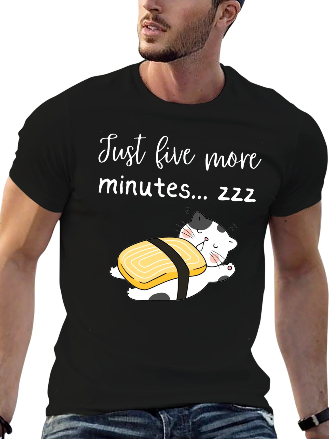 Just Five More Minutes T-Shirt Funny Sushi Cat