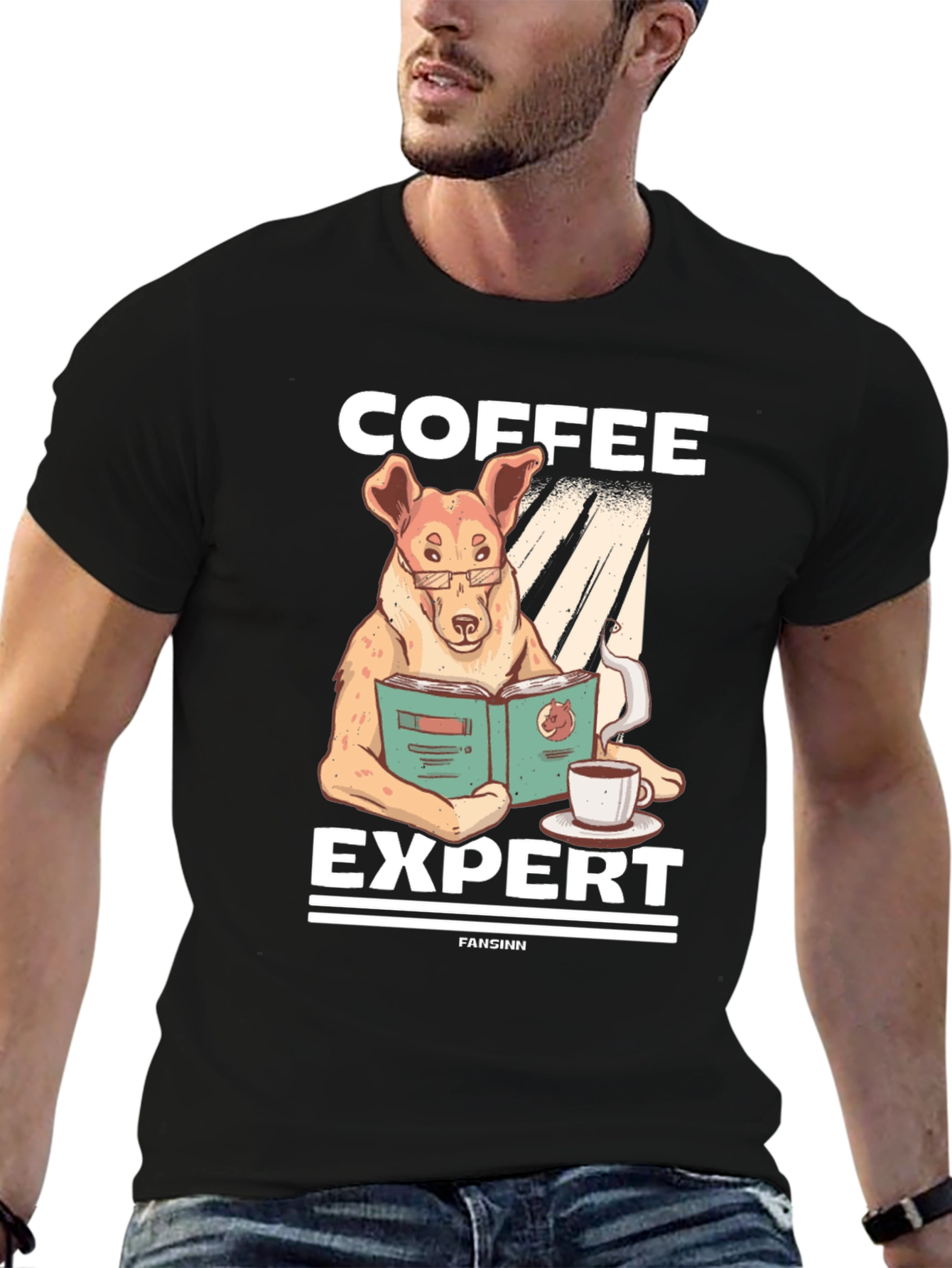 Coffee Expert Dog Graphic T-Shirt