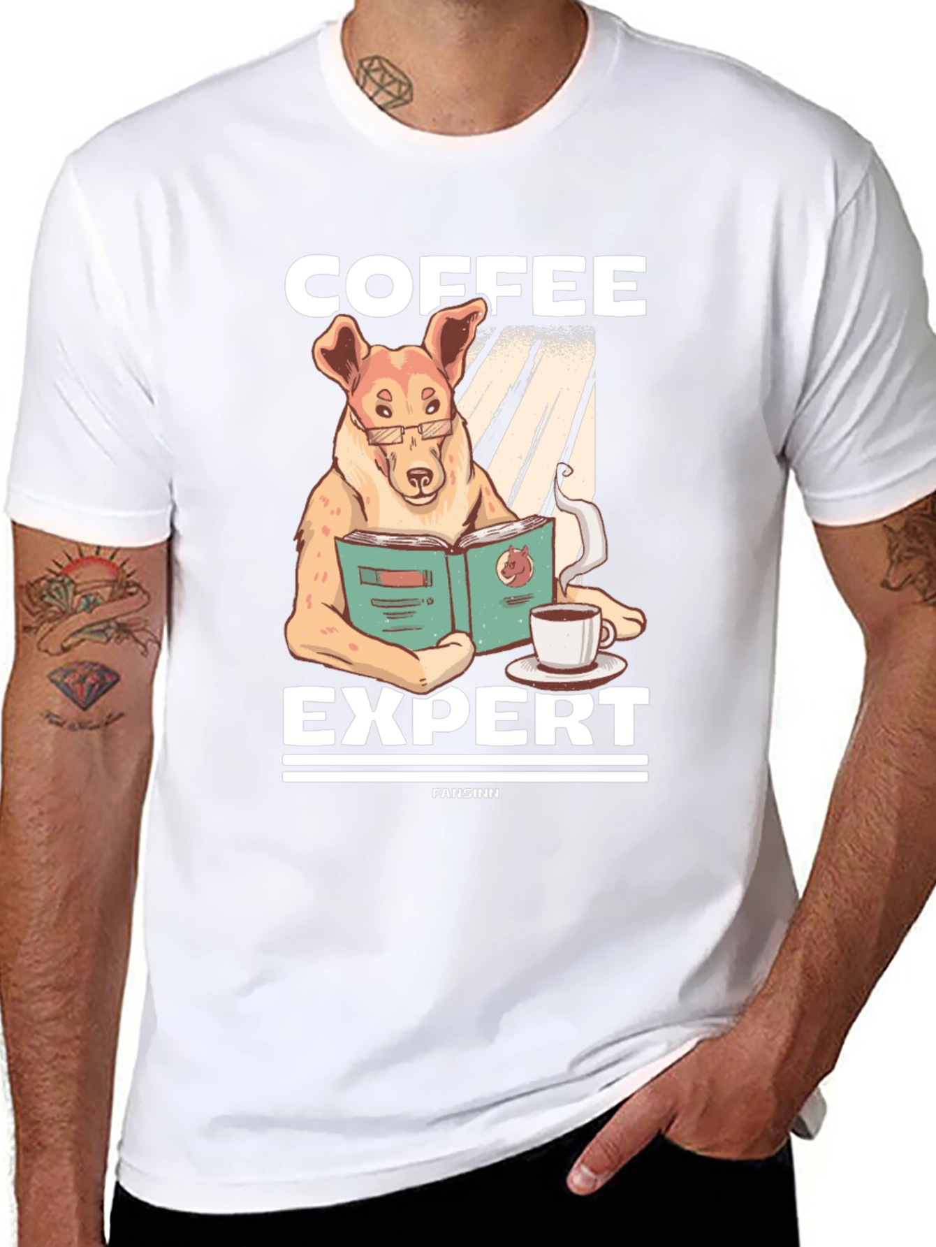 Coffee Expert Dog Graphic T-Shirt