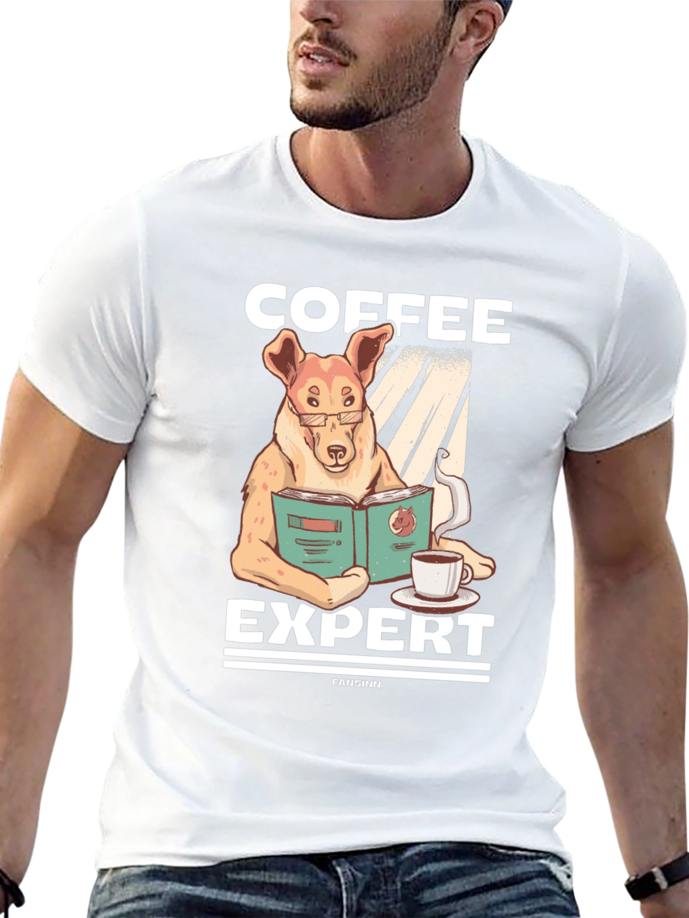 Coffee Expert Dog Graphic T-Shirt