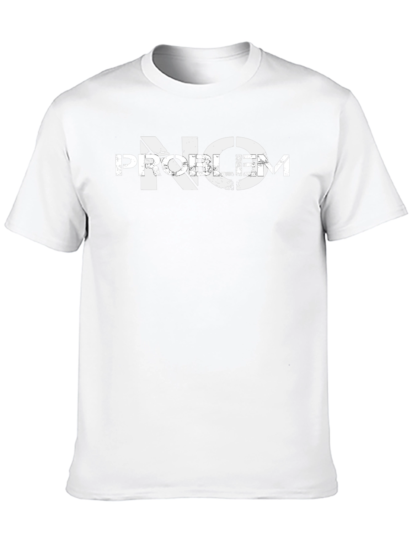 Distressed No Problem Graphic Print Black T-Shirt