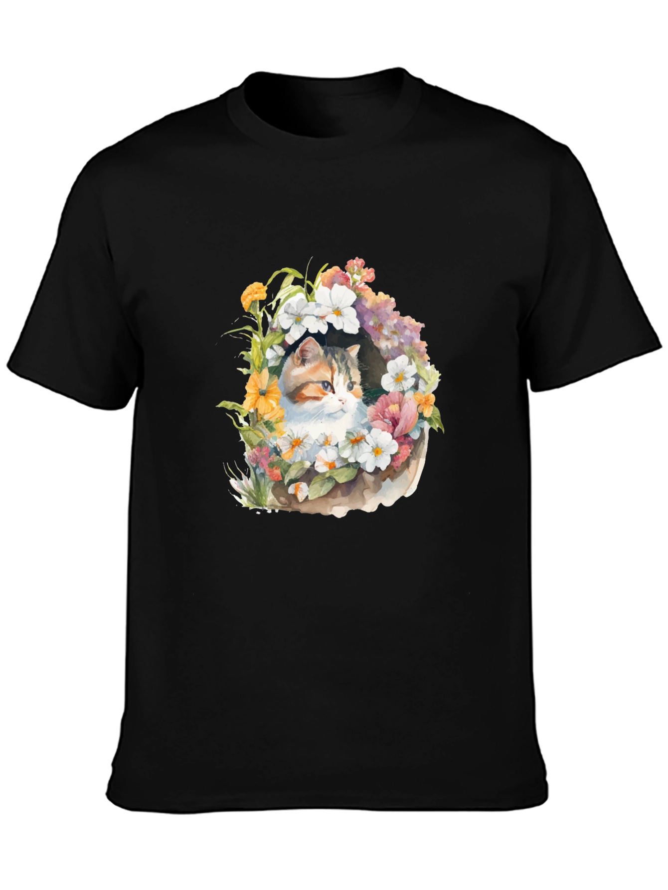 Floral Cat T-Shirt - Unique Design