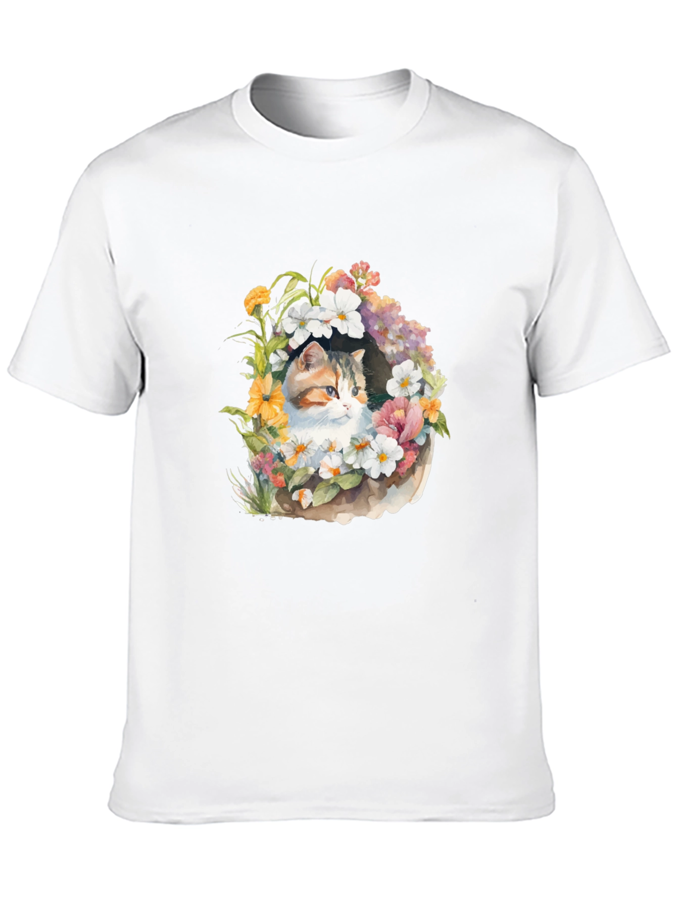 Floral Cat T-Shirt - Unique Design