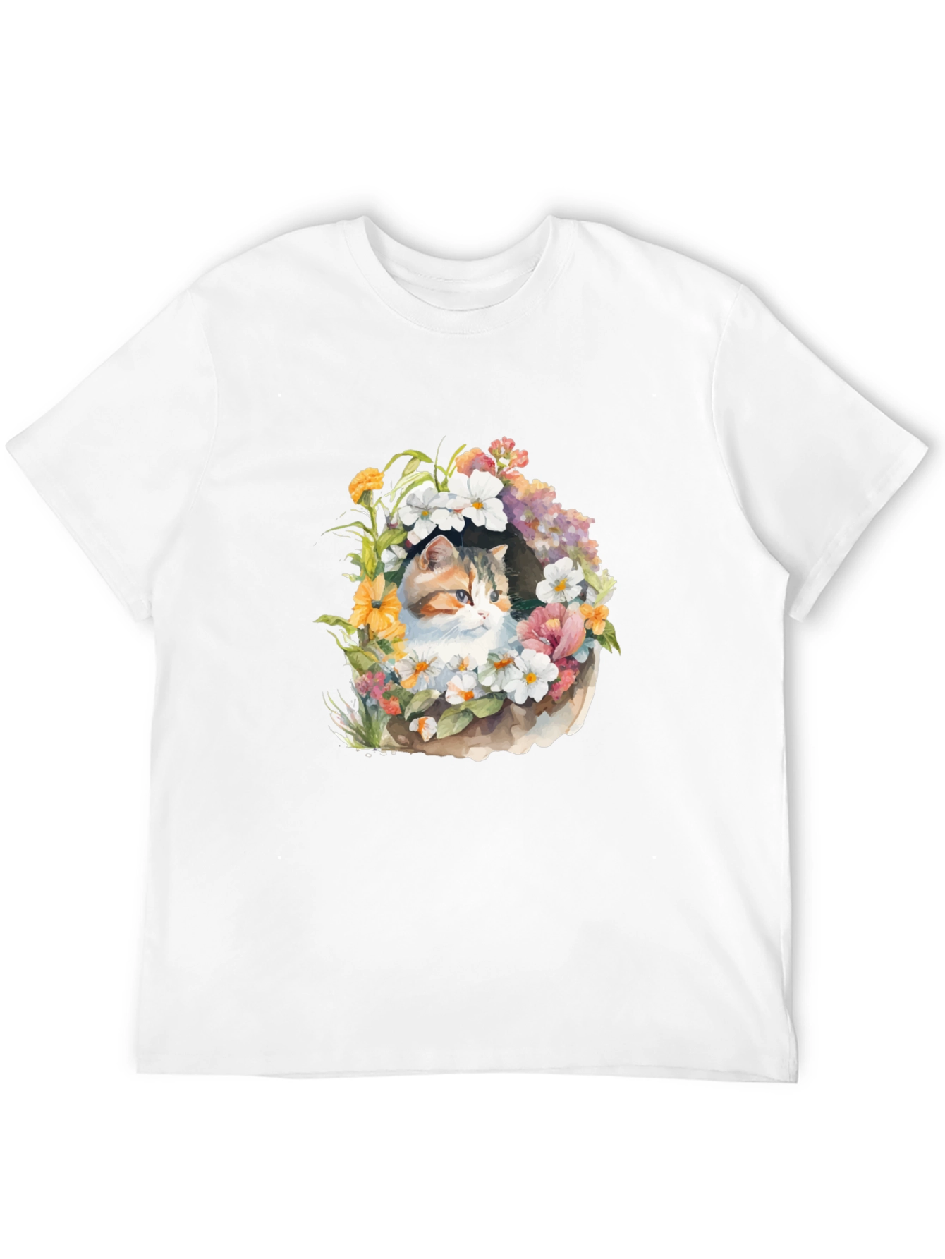 Floral Cat T-Shirt - Unique Design