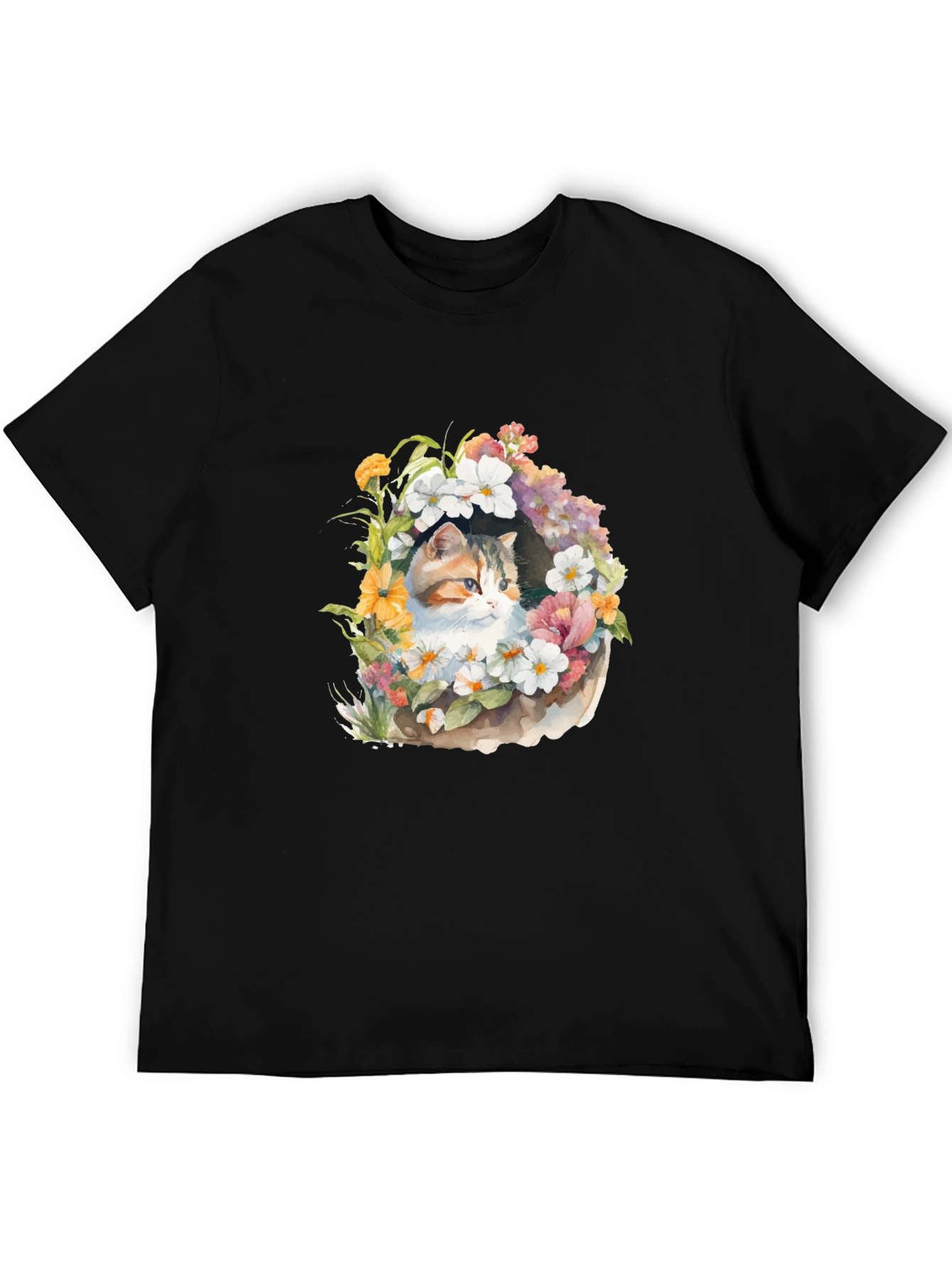 Floral Cat T-Shirt - Unique Design