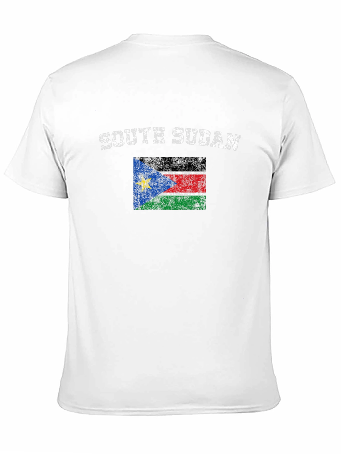 South Sudan Flag Graphic Print Black T-Shirt