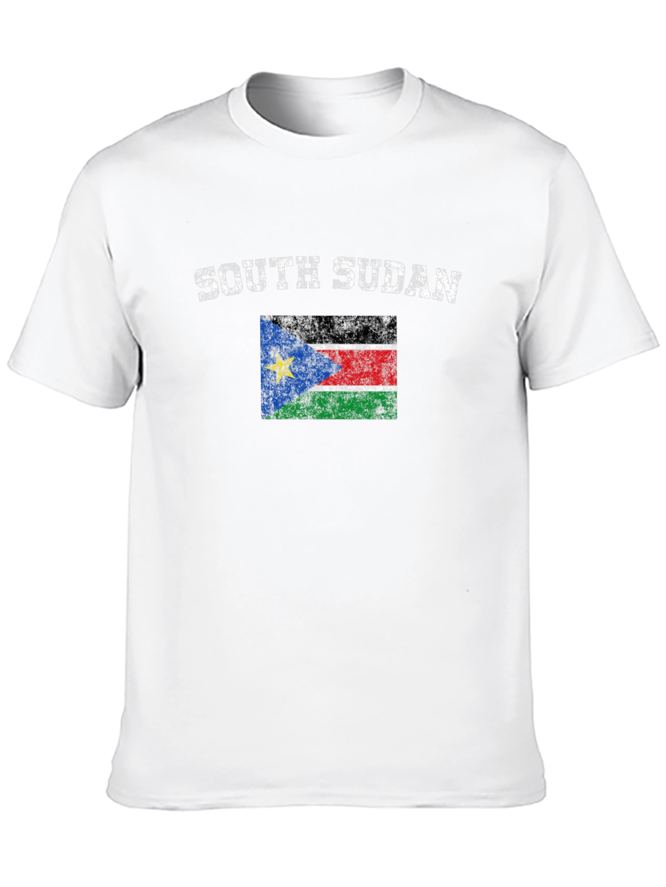 South Sudan Flag Graphic Print Black T-Shirt