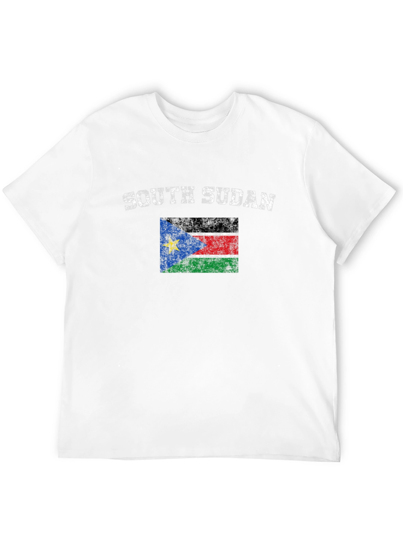 South Sudan Flag Graphic Print Black T-Shirt