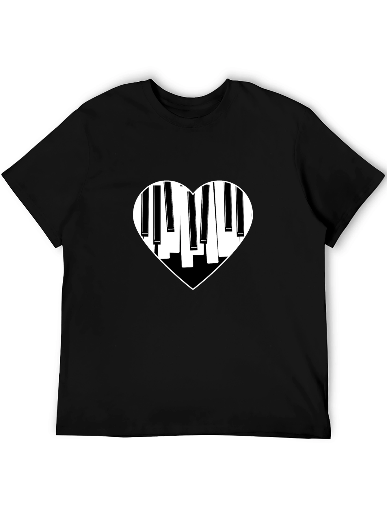 Piano Heart Graphic Tee - Black