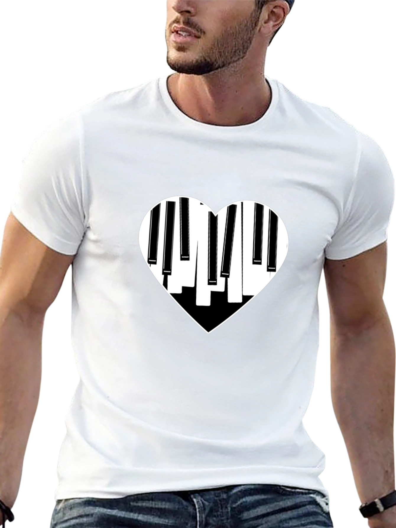 Piano Heart Graphic Tee - Black