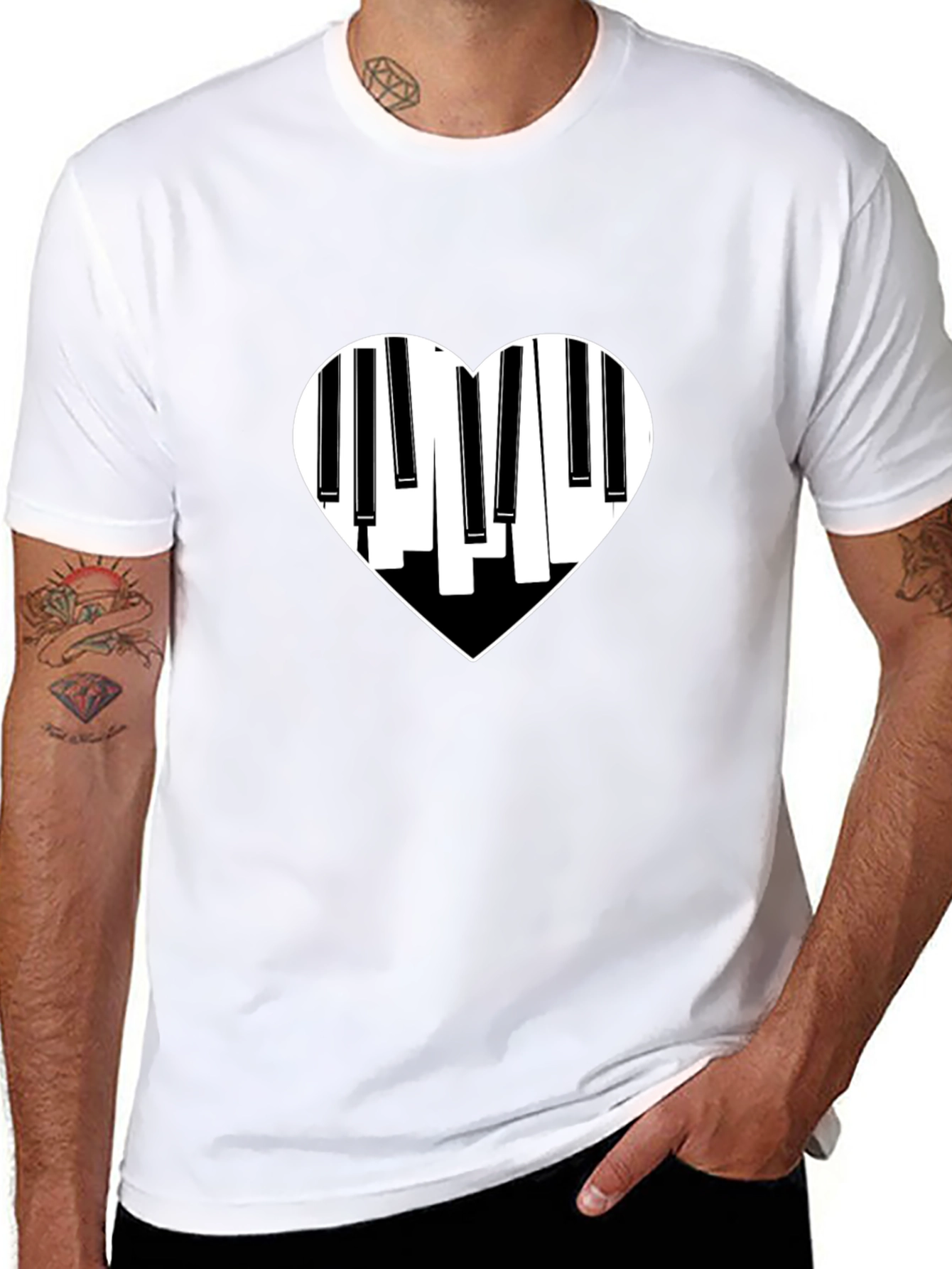 Piano Heart Graphic Tee - Black