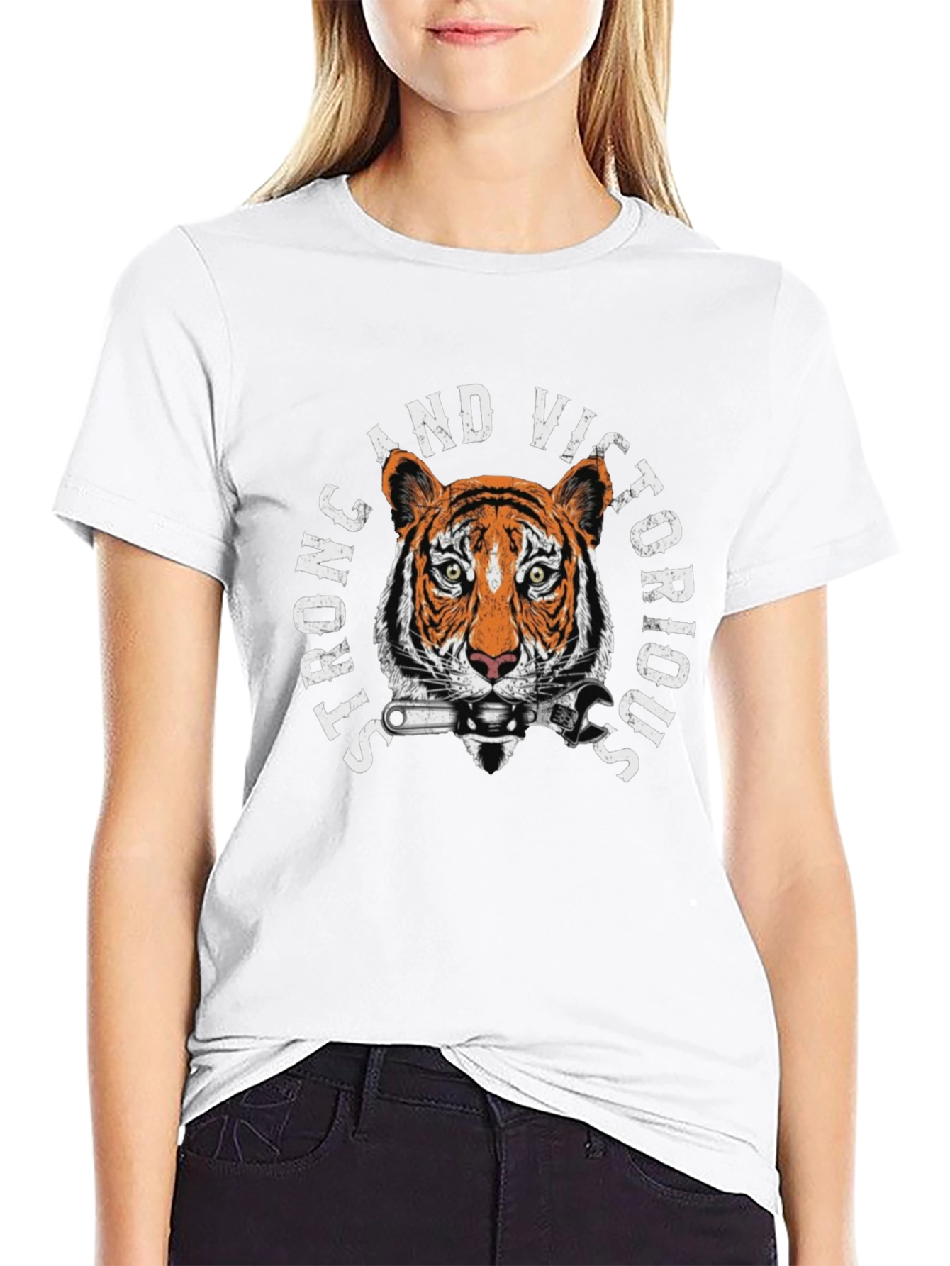 Strong & Victorious Tiger Mechanic Graphic T-Shirt