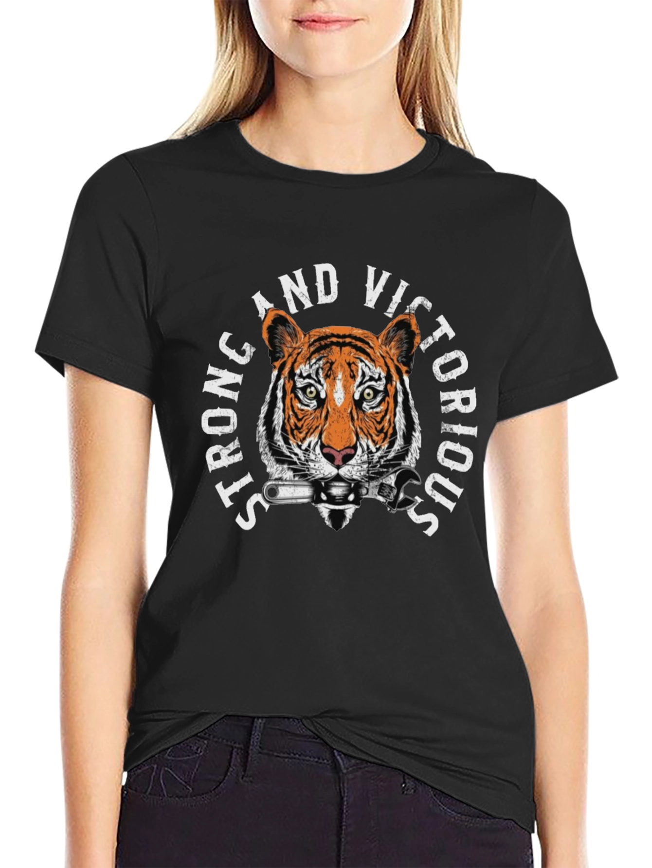 Strong & Victorious Tiger Mechanic Graphic T-Shirt