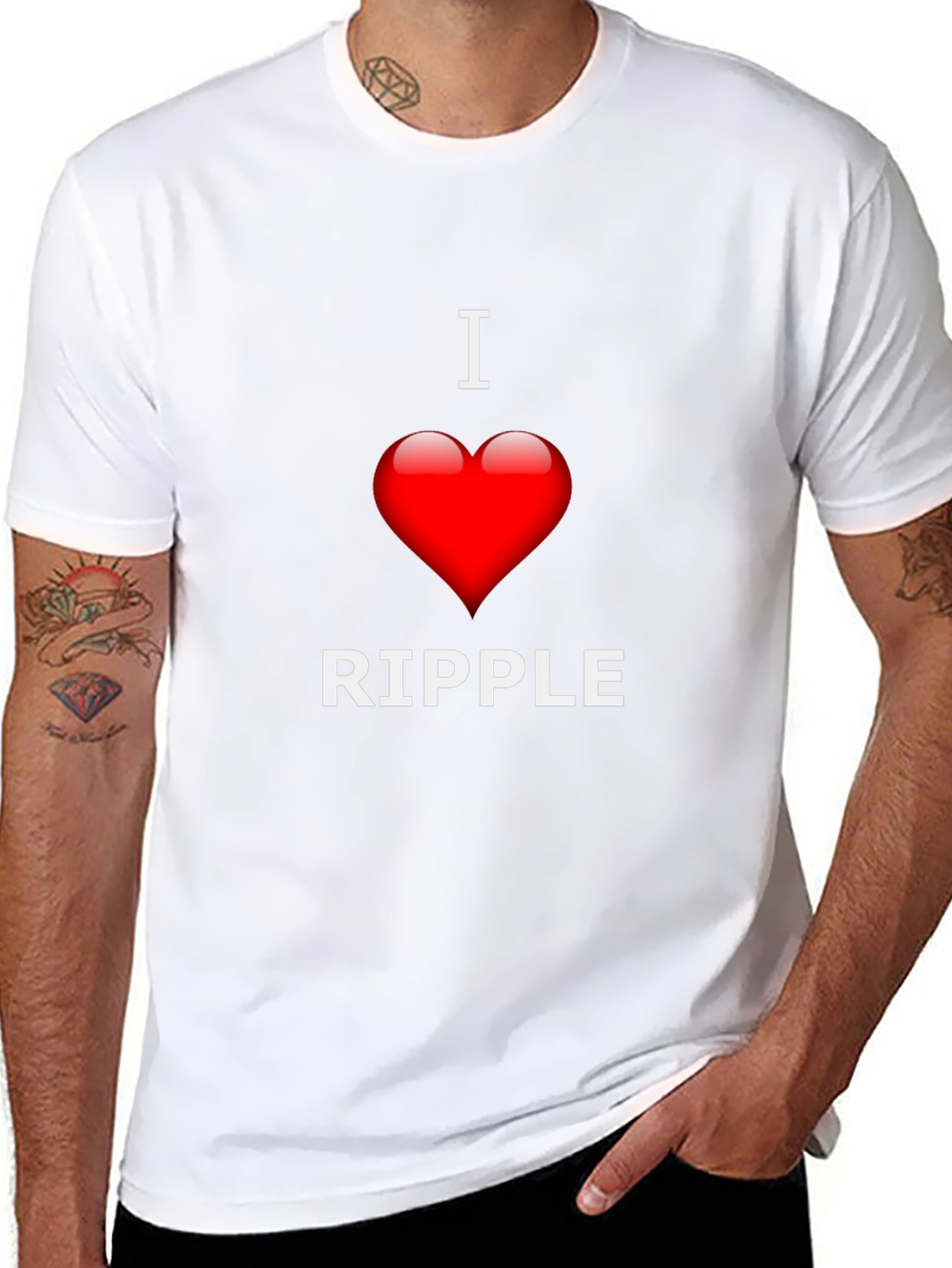 I Love Ripple Graphic T-Shirt - Black Crew Neck