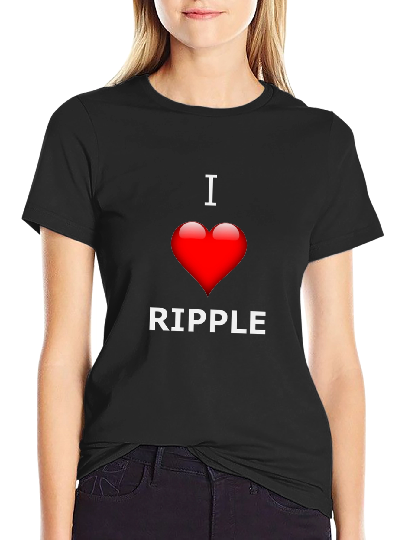 I Love Ripple Graphic T-Shirt - Black Crew Neck