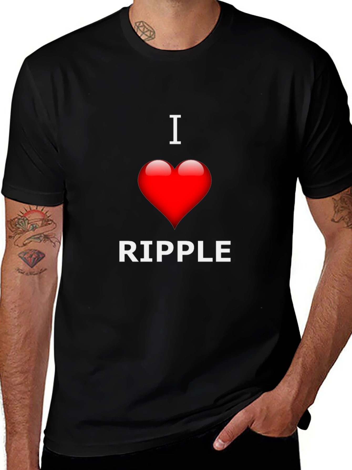 I Love Ripple Graphic T-Shirt - Black Crew Neck