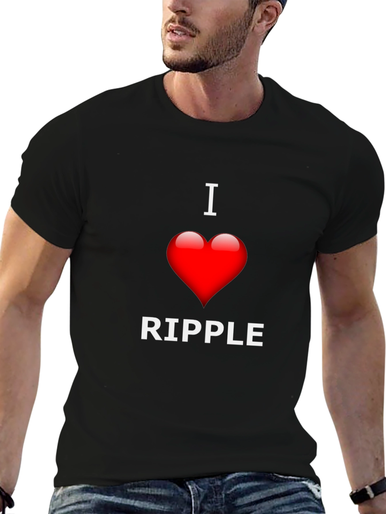 I Love Ripple Graphic T-Shirt - Black Crew Neck