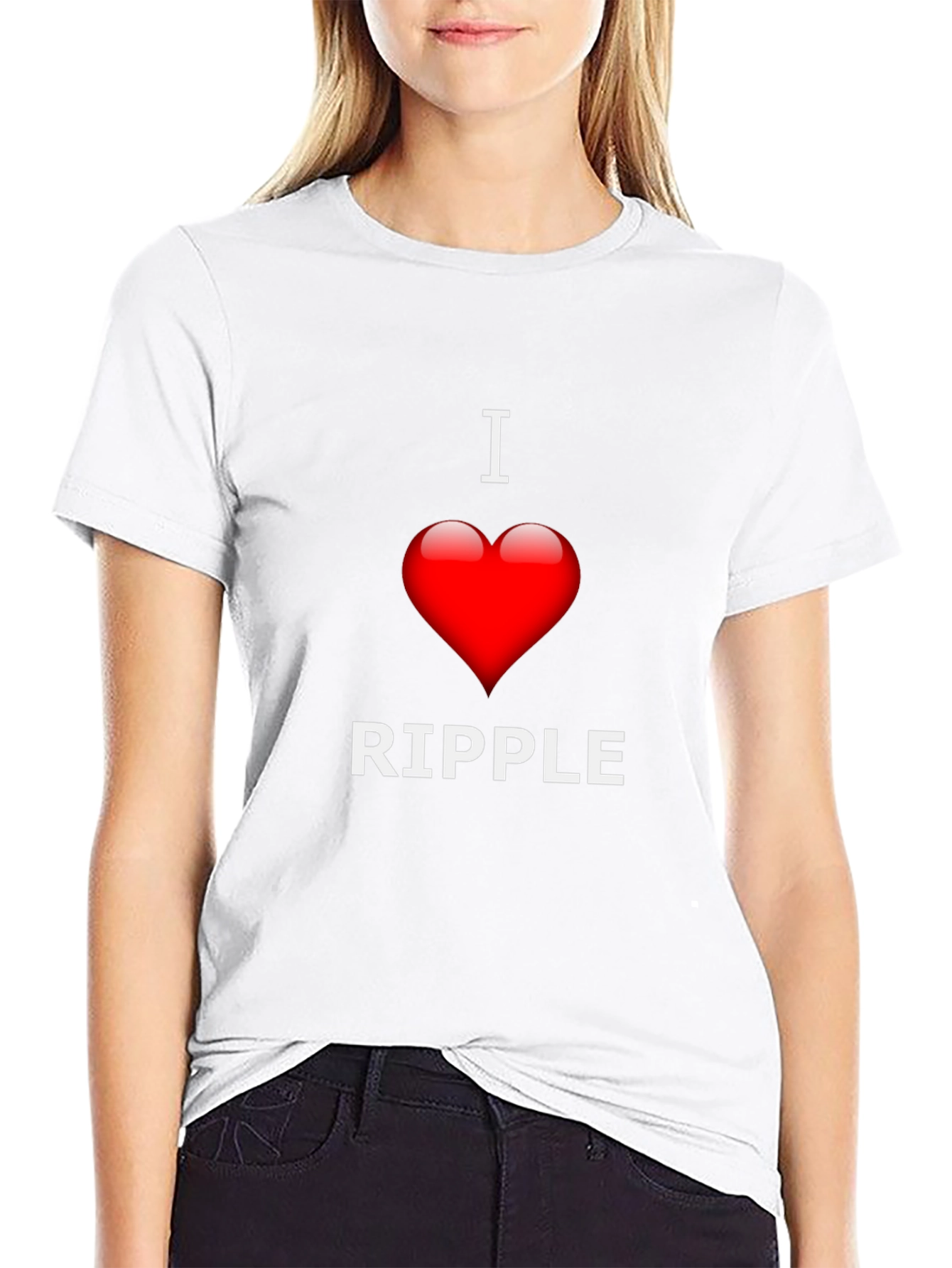 I Love Ripple Graphic T-Shirt - Black Crew Neck