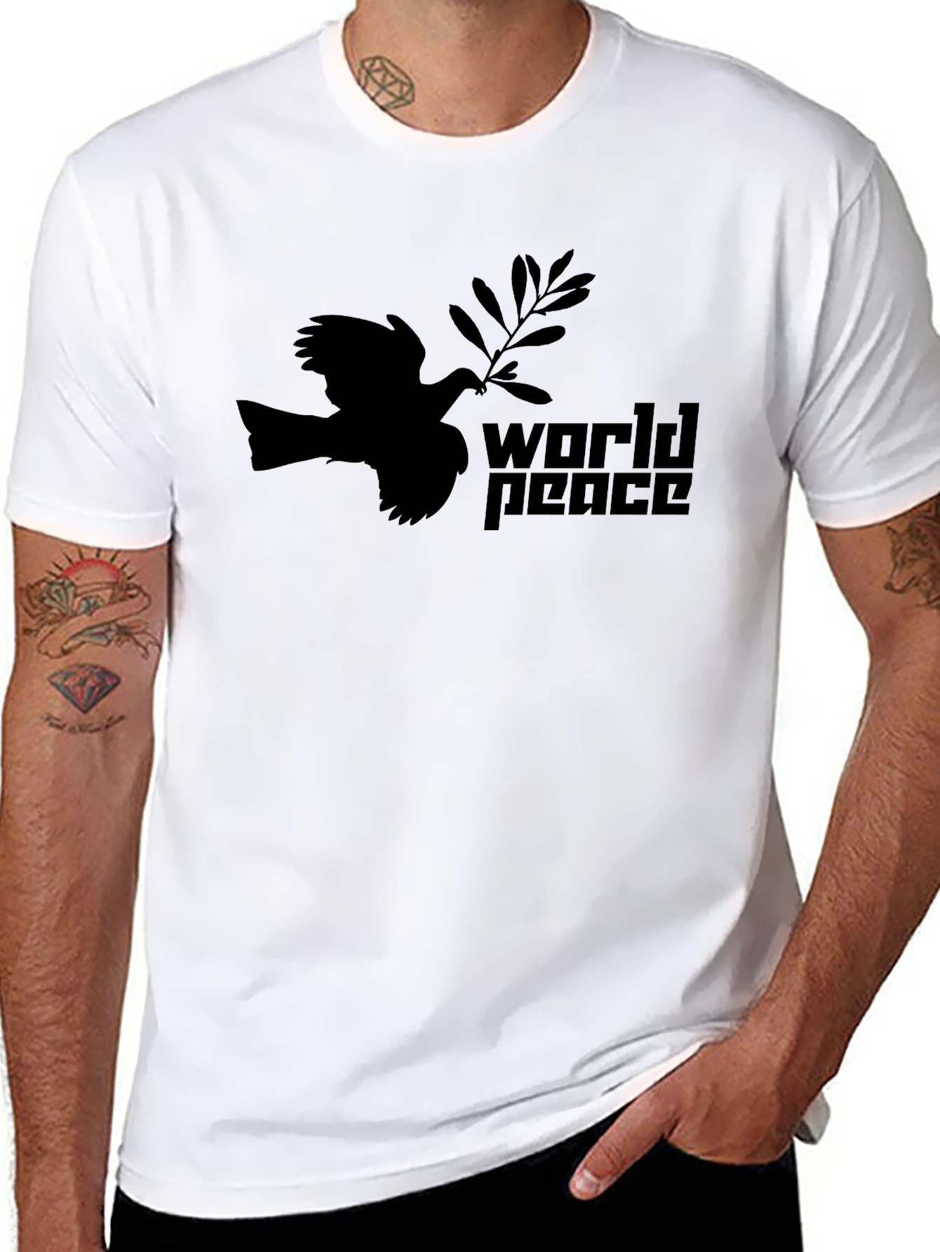 World Peace Dove Graphic Tee - Black
