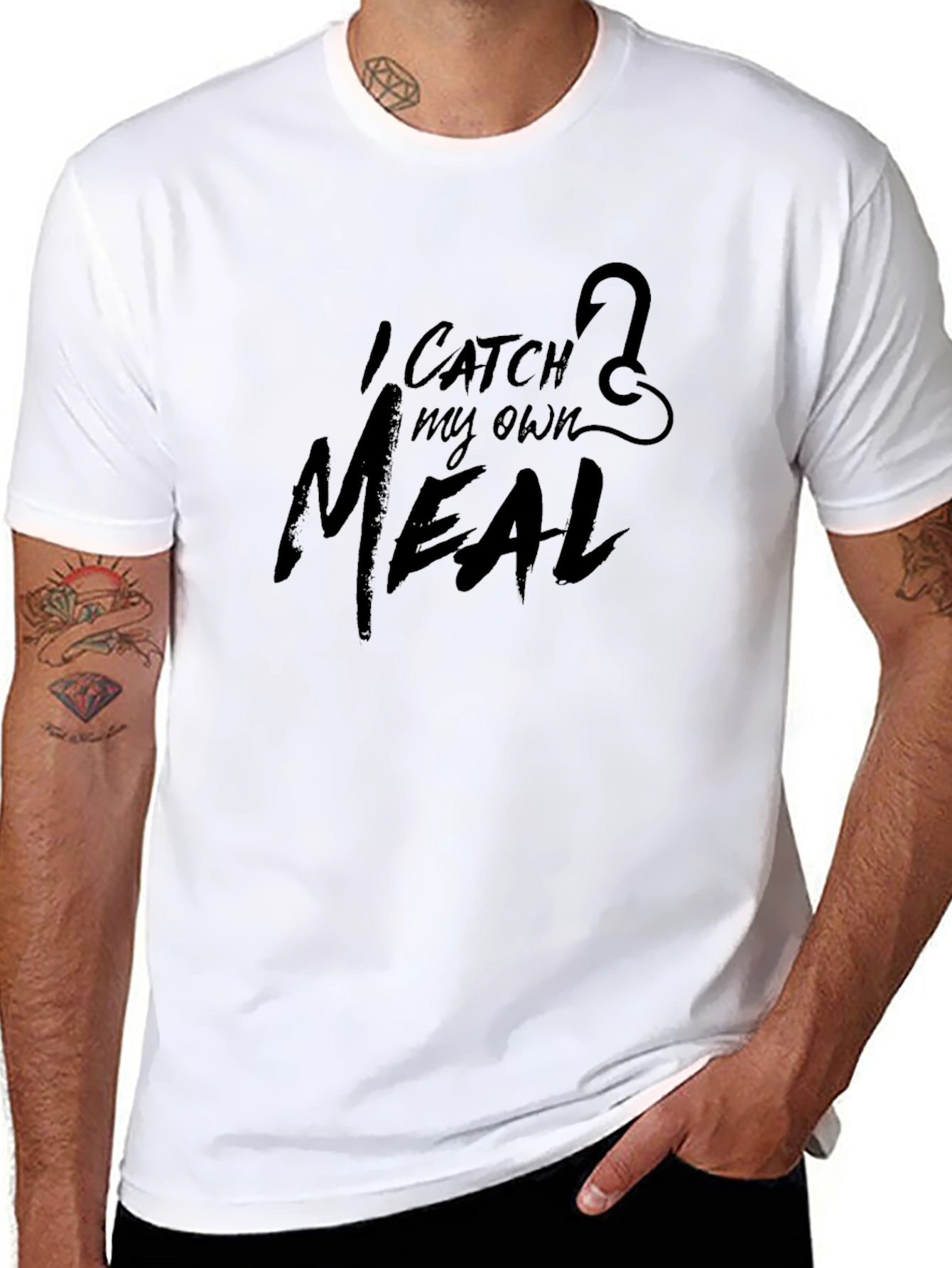 I Catch My Own Meal Fishing Hook Black T-Shirt