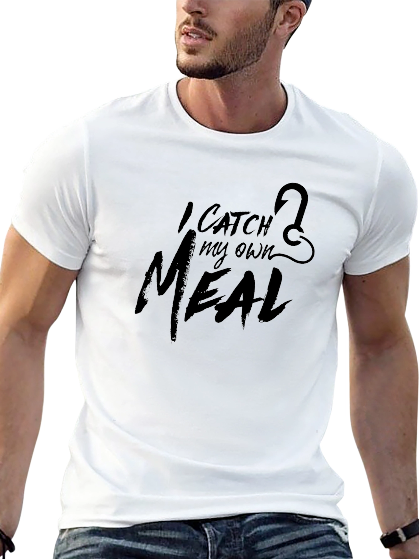 I Catch My Own Meal Fishing Hook Black T-Shirt