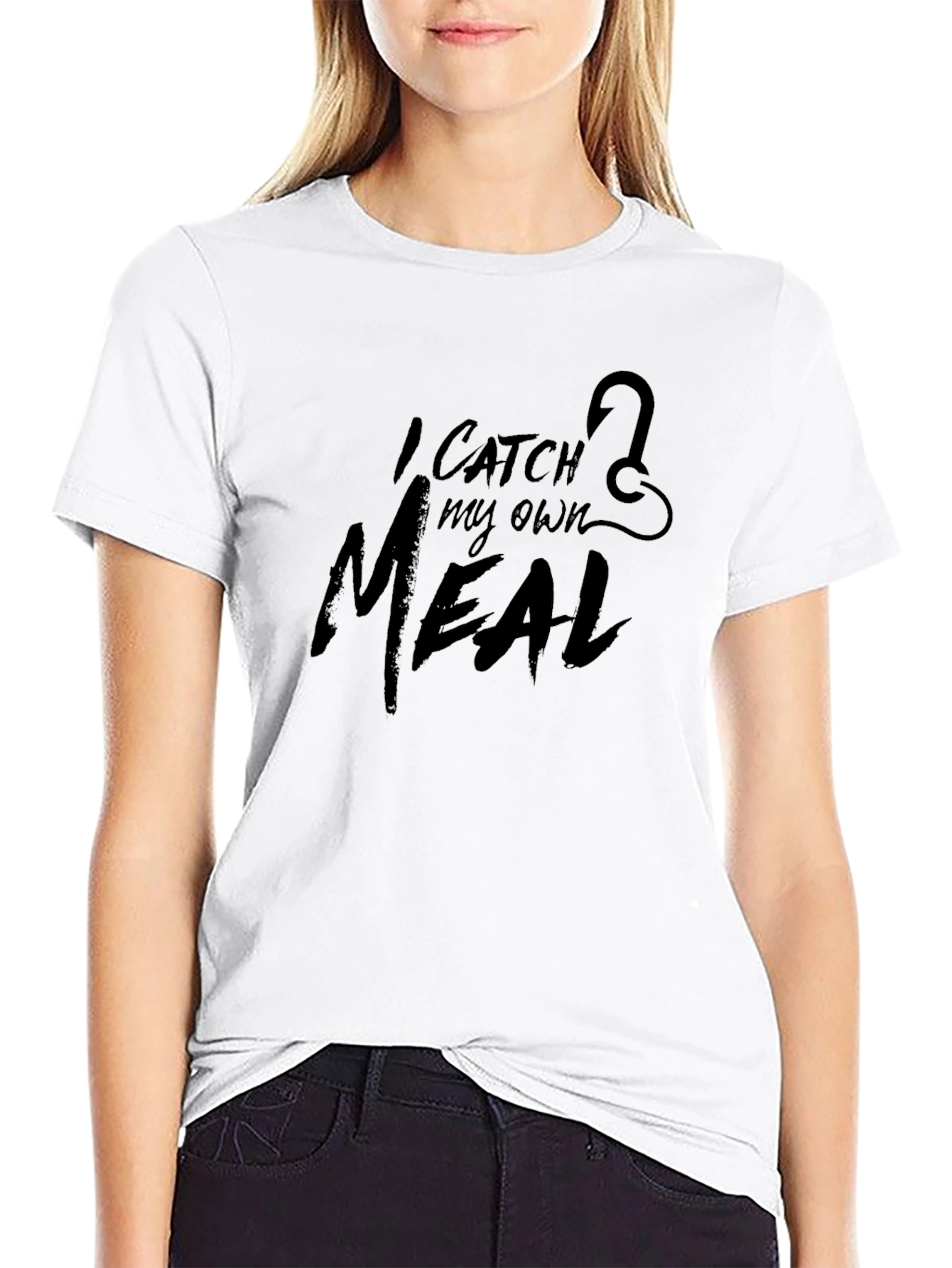 I Catch My Own Meal Fishing Hook Black T-Shirt