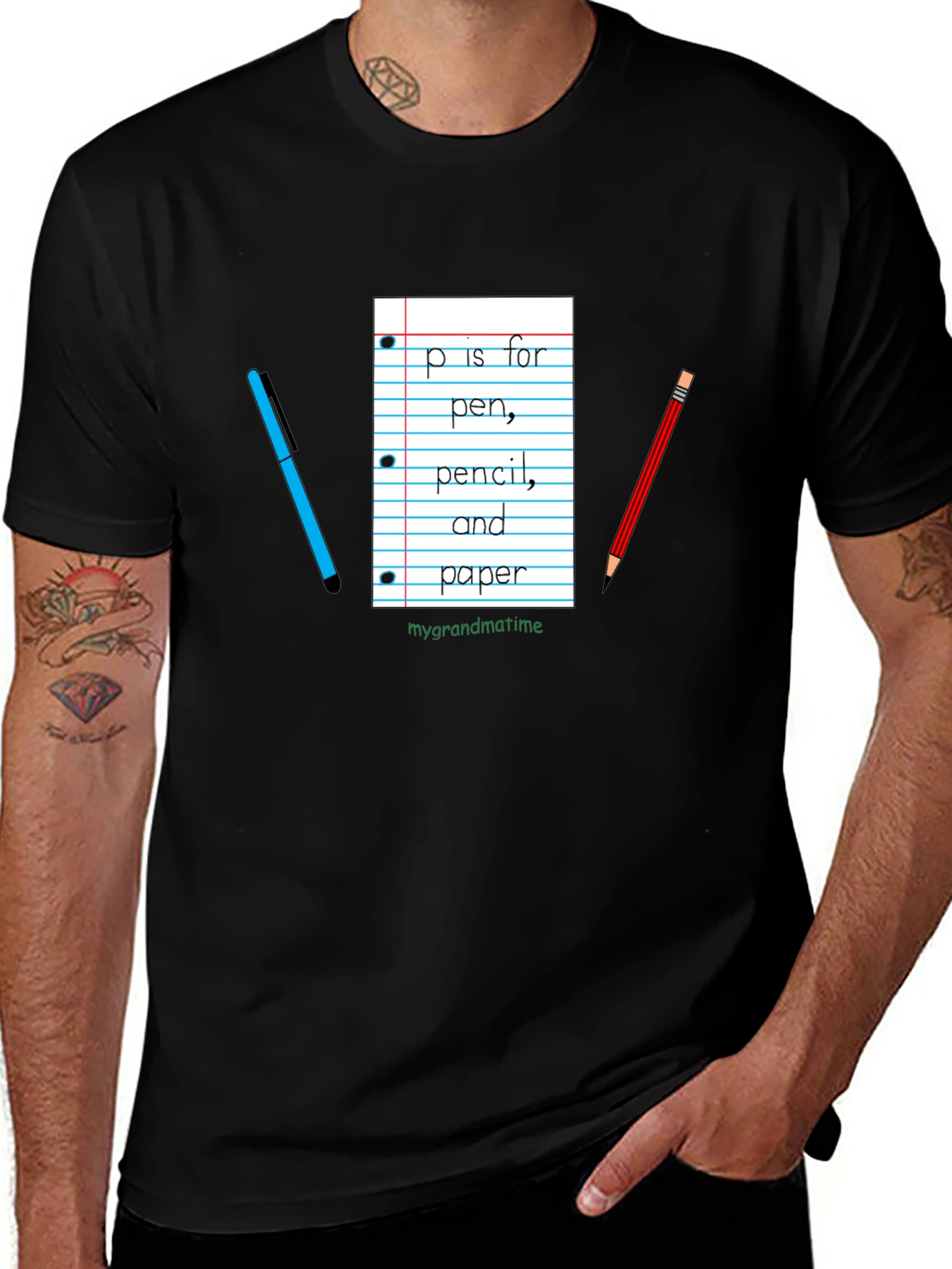 P is for Pen Pencil and Paper T-Shirt