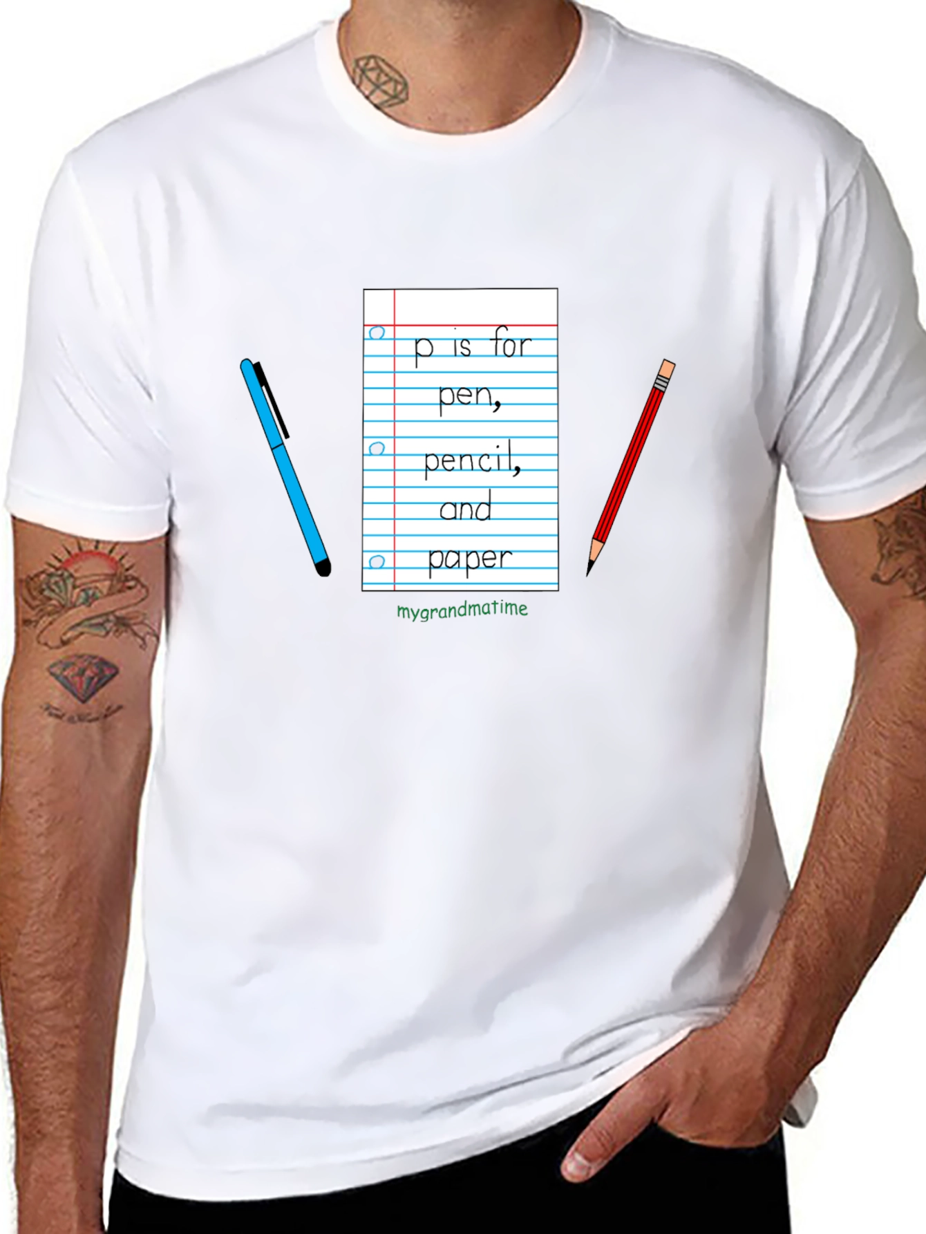 P is for Pen Pencil and Paper T-Shirt