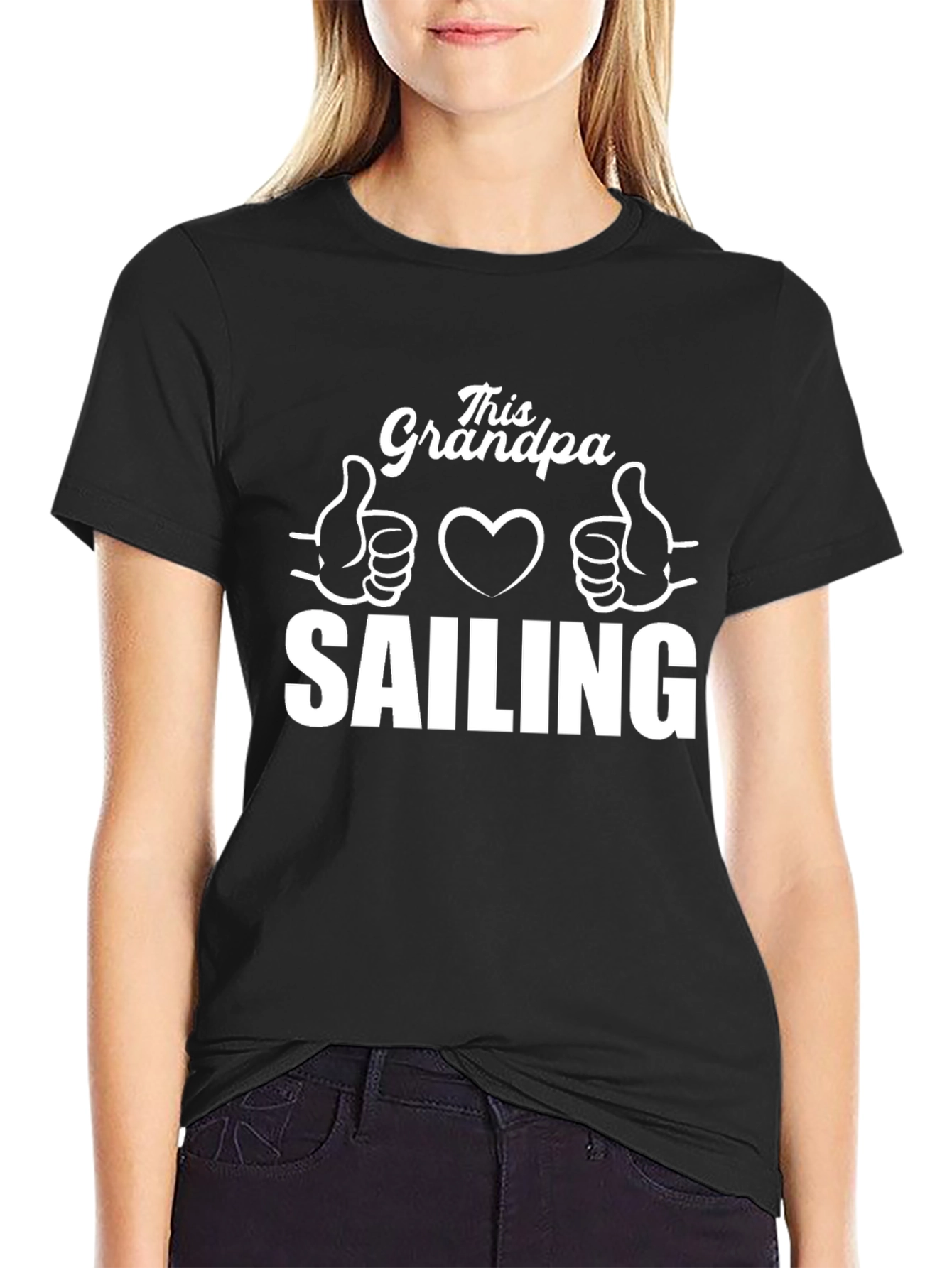 This Grandpa Loves Sailing T-Shirt - Black