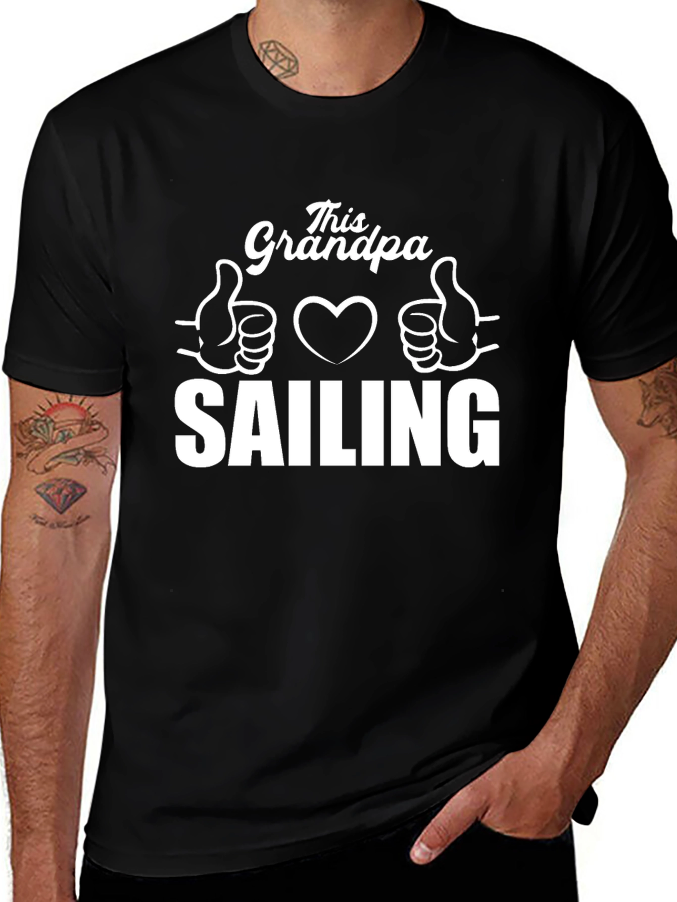 This Grandpa Loves Sailing T-Shirt - Black