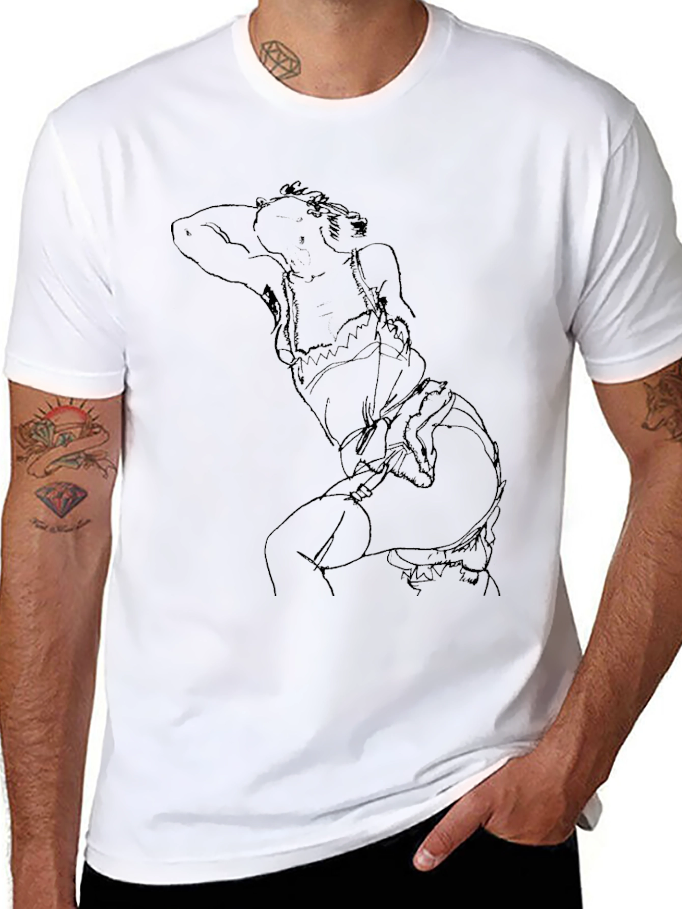 Abstract Line Art Graphic Tee - Modern Casual Style