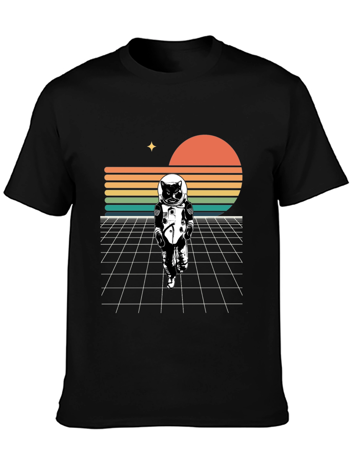 Astronaut Cat T-Shirt - Retro Style