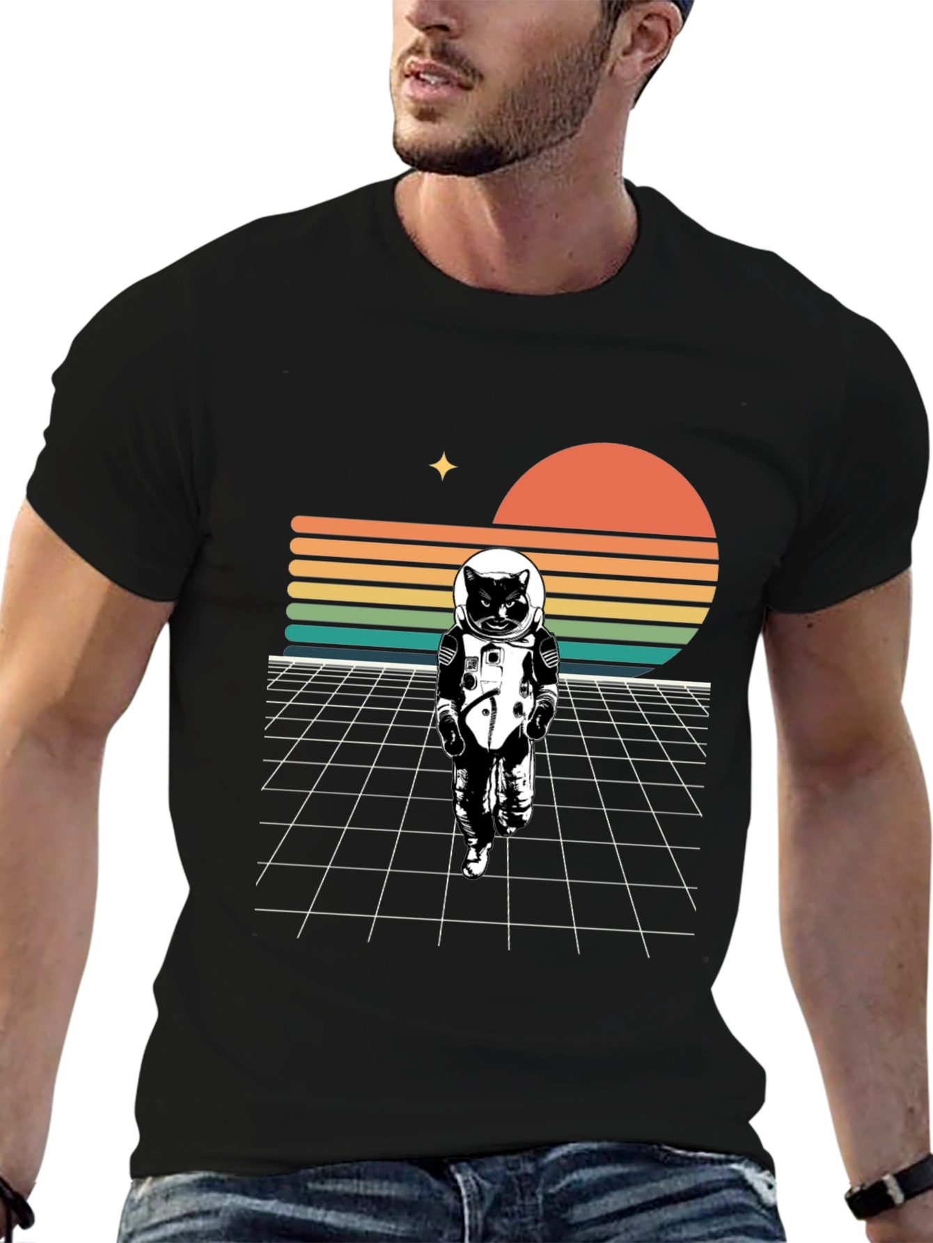 Astronaut Cat T-Shirt - Retro Style