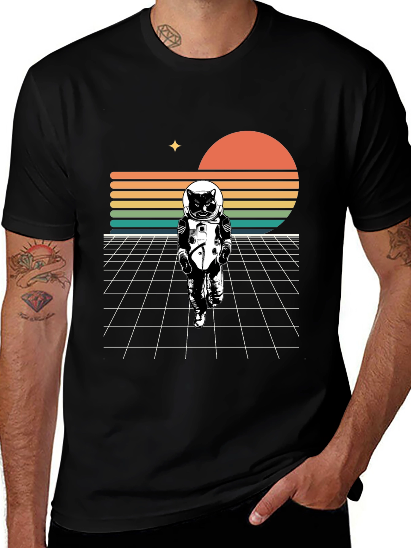 Astronaut Cat T-Shirt - Retro Style
