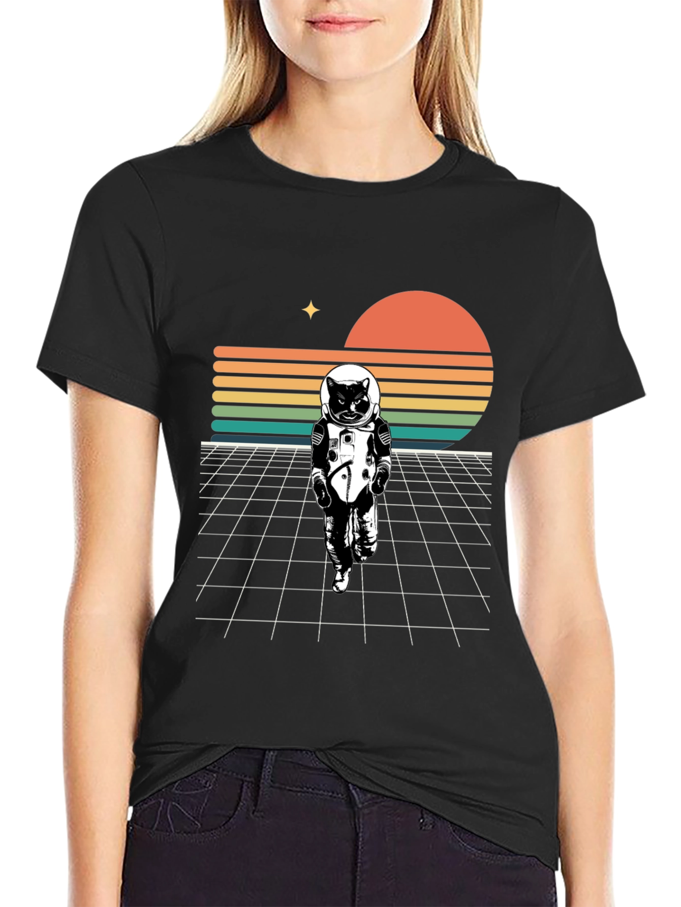 Astronaut Cat T-Shirt - Retro Style