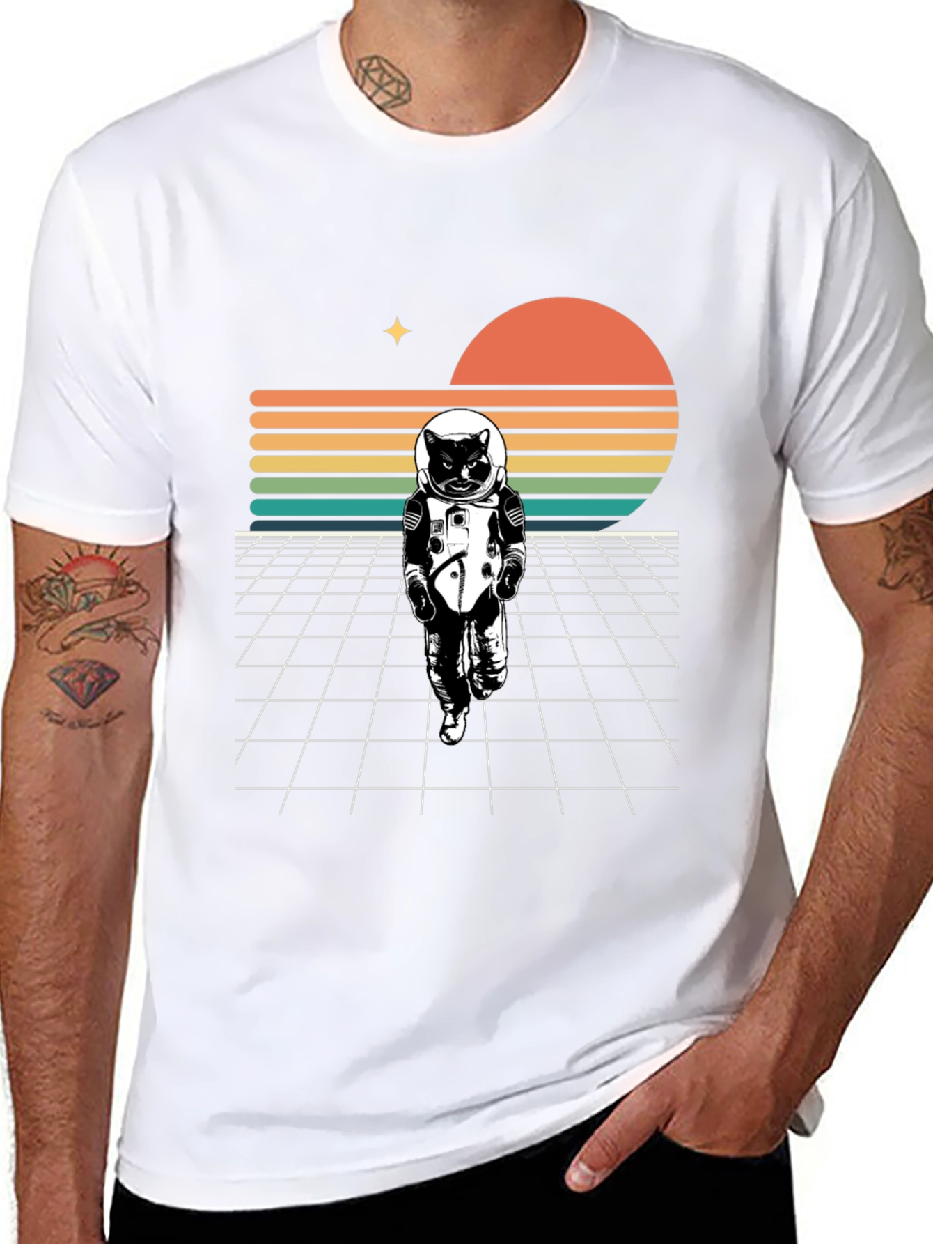 Astronaut Cat T-Shirt - Retro Style