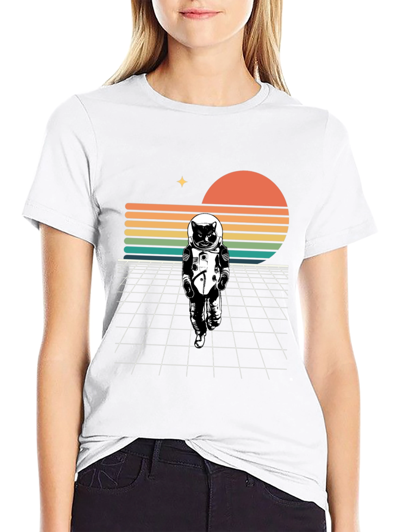 Astronaut Cat T-Shirt - Retro Style