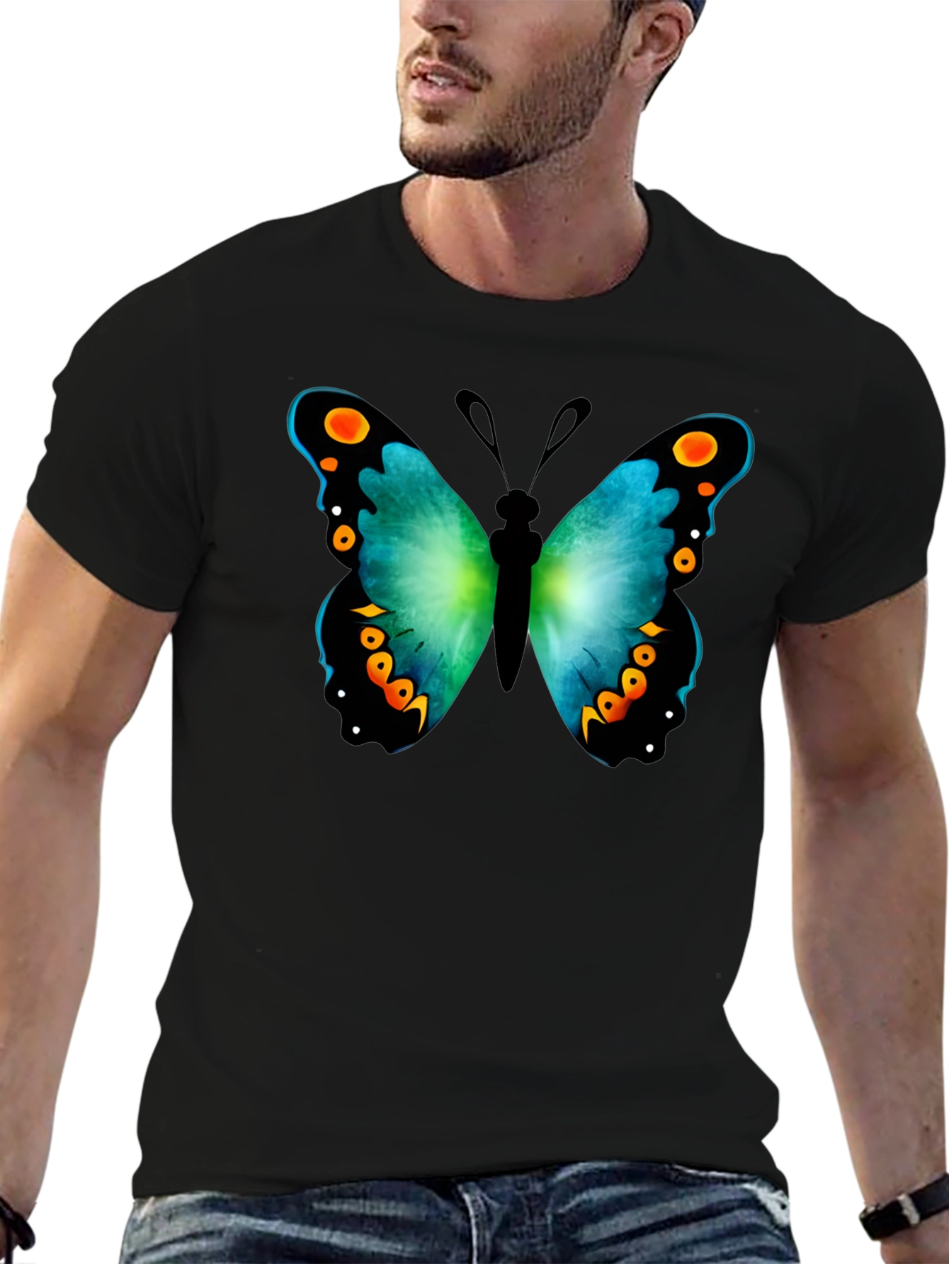 Butterfly Graphic Print Crew Neck T-Shirt