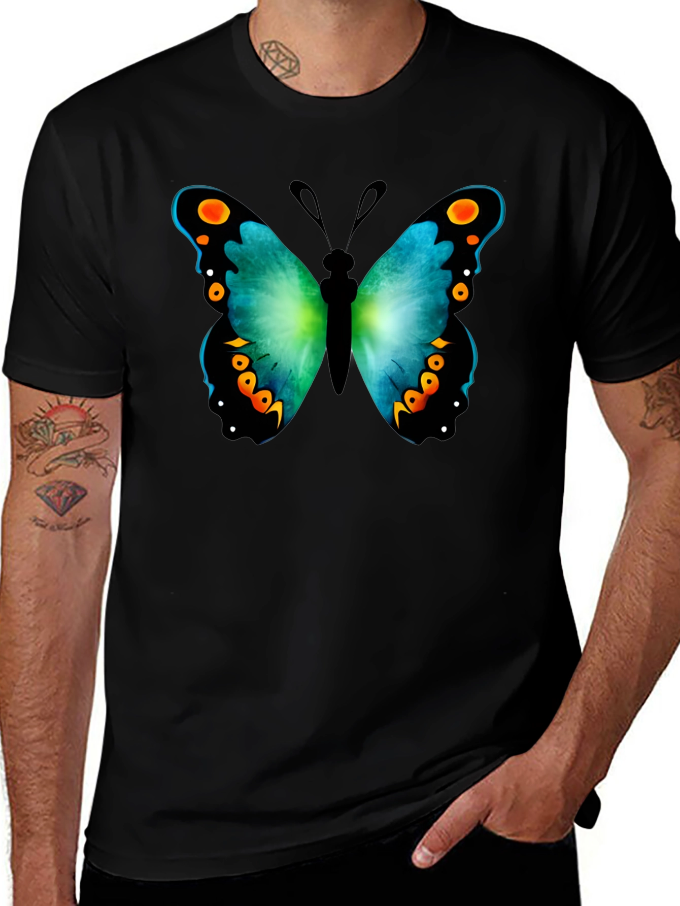 Butterfly Graphic Print Crew Neck T-Shirt