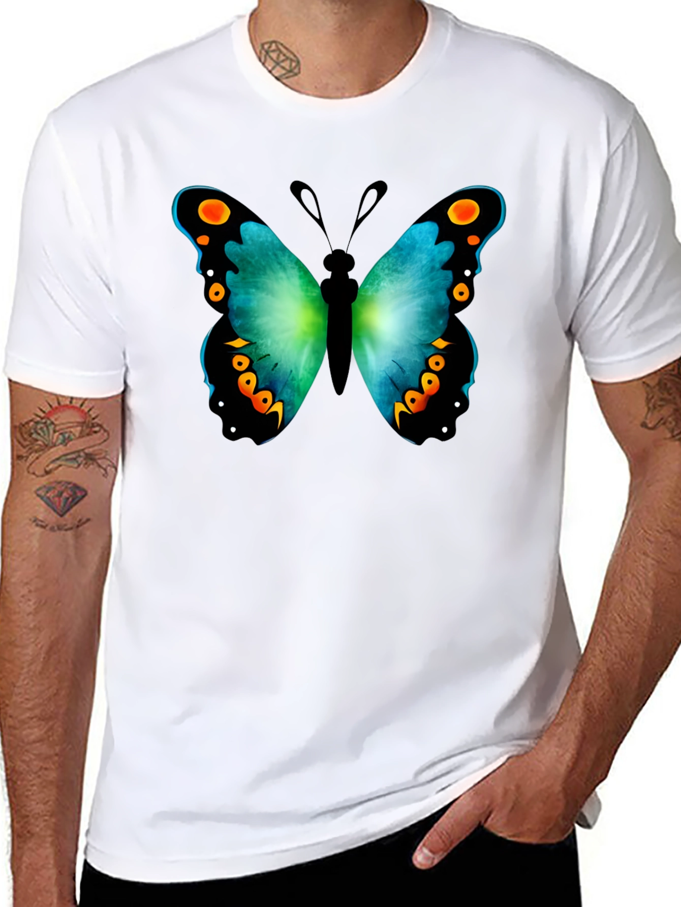 Butterfly Graphic Print Crew Neck T-Shirt