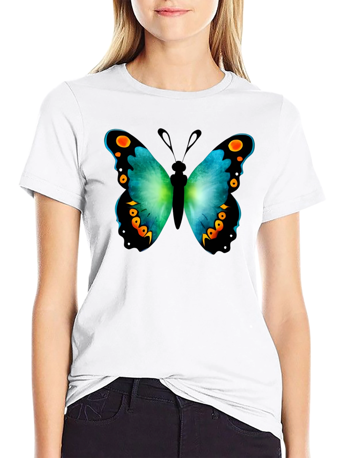 Butterfly Graphic Print Crew Neck T-Shirt